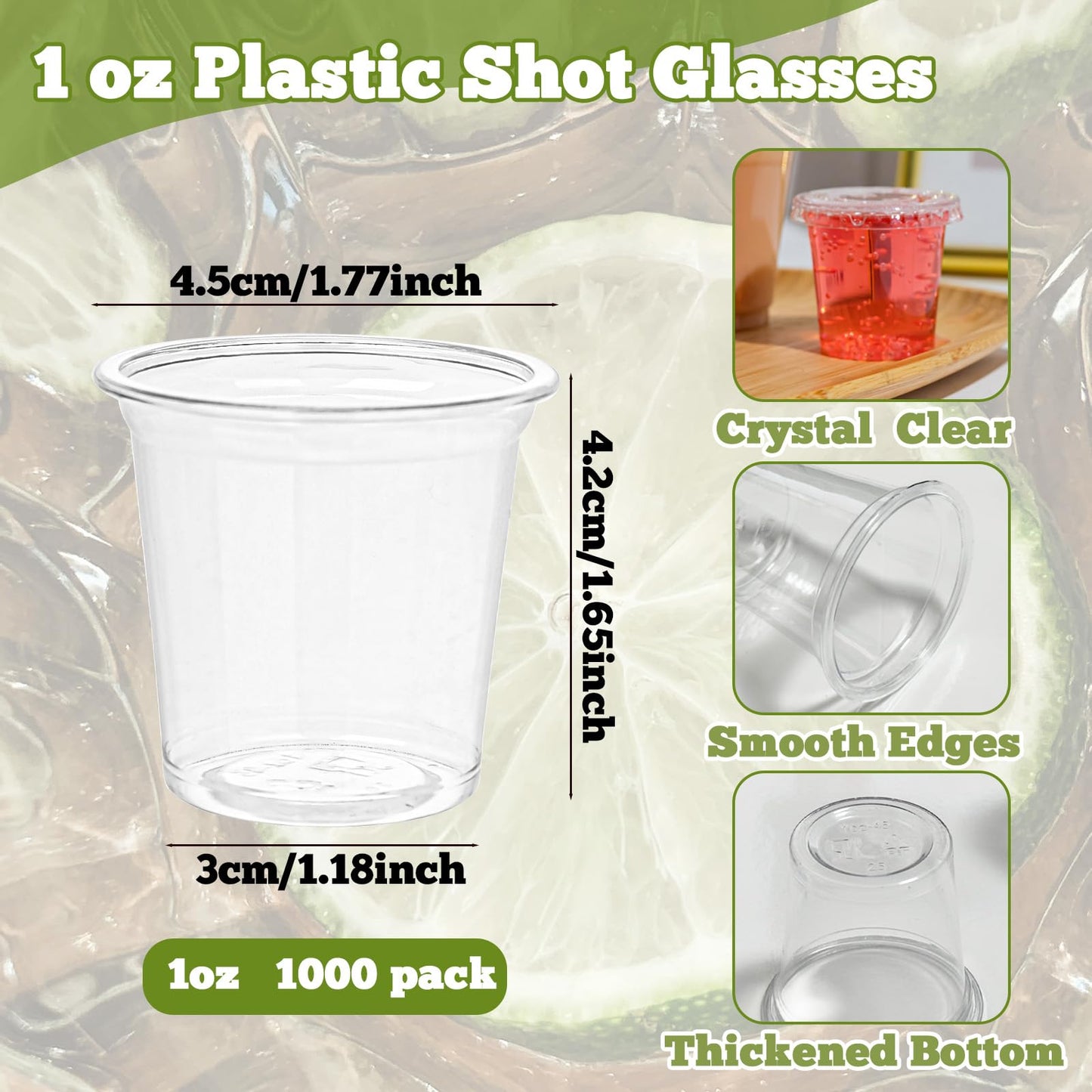 1000 Pack Plastic Shot Glasses Bulk 1 oz Mini Shot Cups Disposable Clear Small Sample Cups for Tasting, Whiskey, Jelly Shot, Pudding, Party, Wedding, Halloween, Christmas