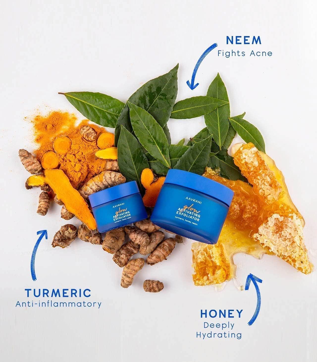 AAVRANI Glow Activating Exfoliator – Stain-Free Turmeric Face Mask with Aloe, JoJoba, Shea, Lavender and Neem – Exfoliating Clay Mask for Acne, Dark Spots, and Deep Pore Cleansing, 1.7 Fl Oz (New)