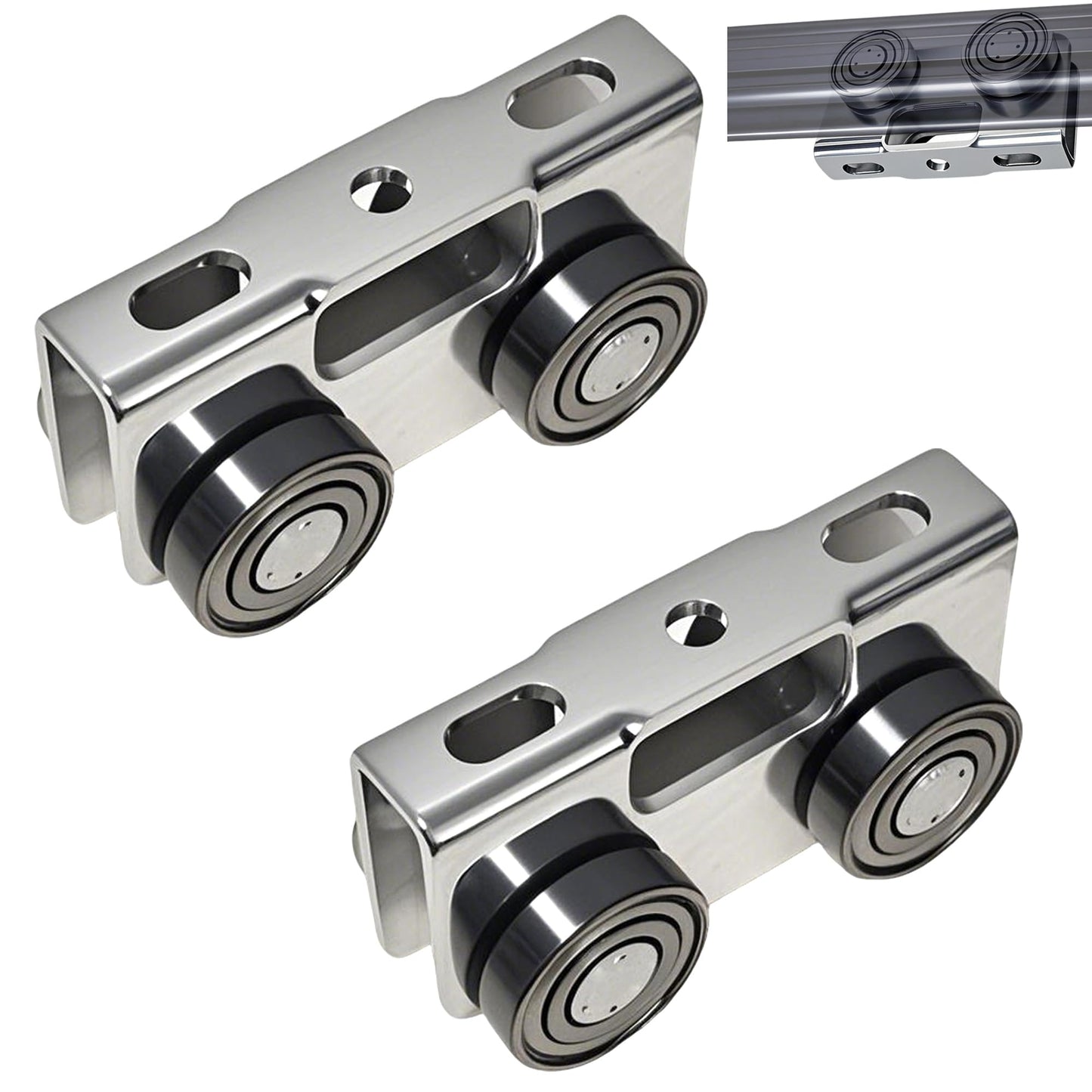 YOVXKAN 4 Wheel Trolley Assembly Rollers, Upgraded Load & Stable Silent Roller Trolley Compatible with 1-5/8" Wide and Taller Strut Channel, P1000/ P5000 Series (Silver 2 Pack)