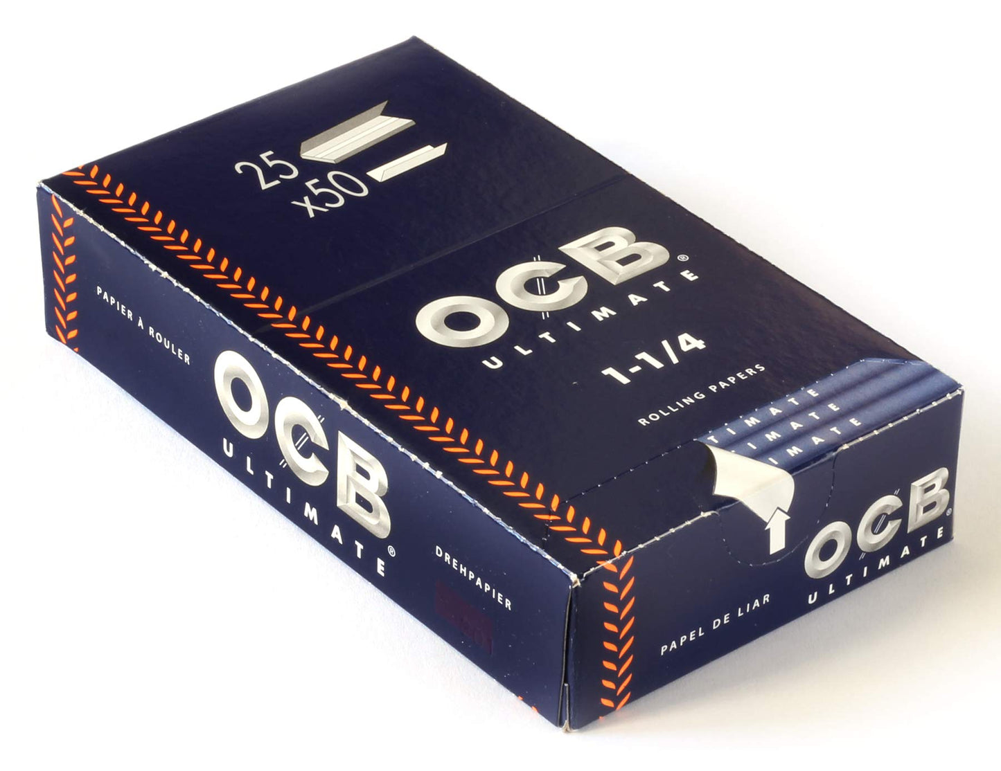 1 Box - OCB Ultimate Size 1 1/4 (77mm) Paper - 1250 Papers