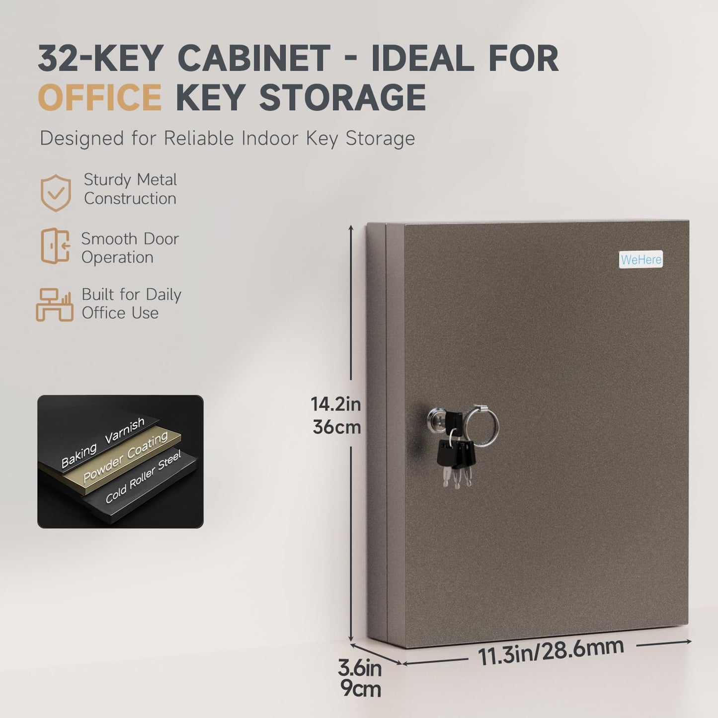 32 Key Cabinet Organizer, Key Lock Box, Key Safe Security Storage Lockbox Holder for Valets, Hotels, Car and House Keys, Key Keeper Box – Black