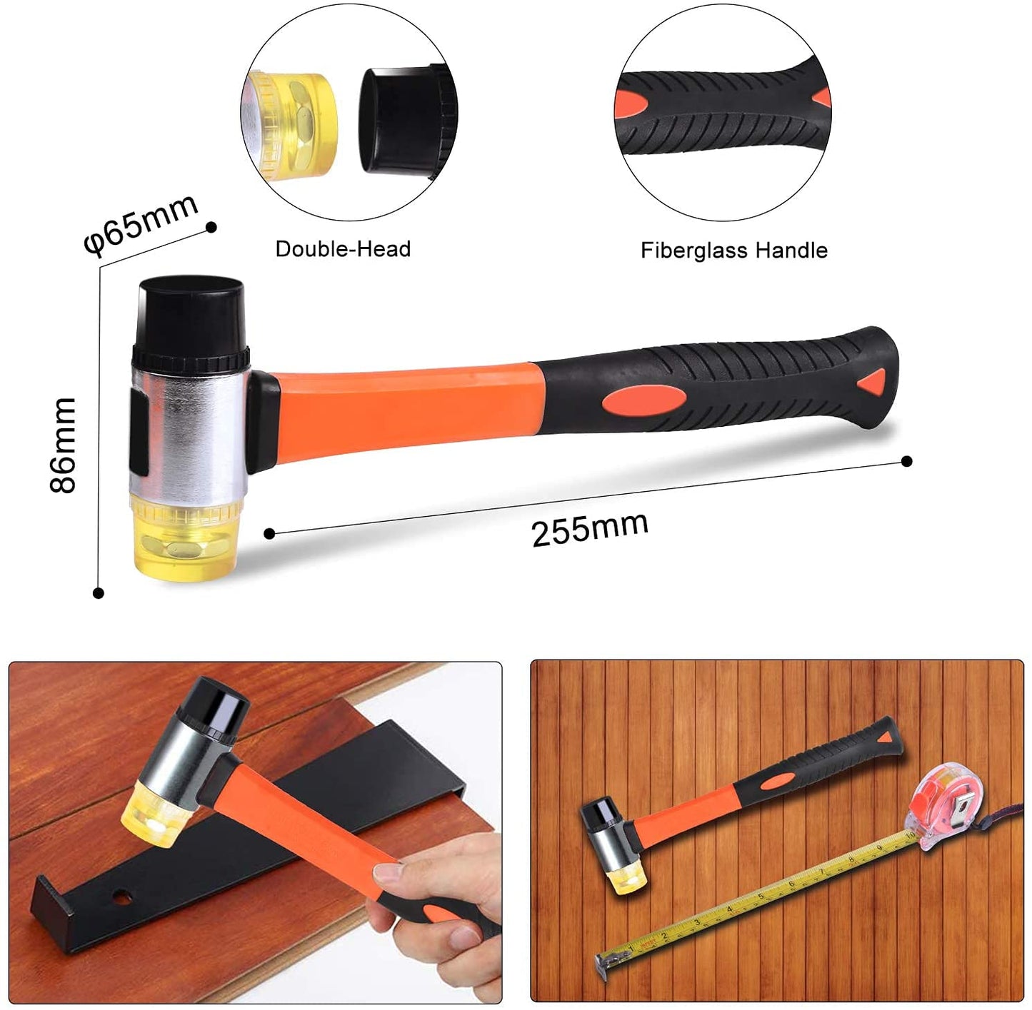 Laminate Flooring Installation Tool Kit, Jouhin 33 Pieces Flooring Tools with 10 Special Triangle Spacers, 20 Wedge Spacers, Fiberglass Handle Mallet, Tapping Block, and Heavy Duty Pull Bar