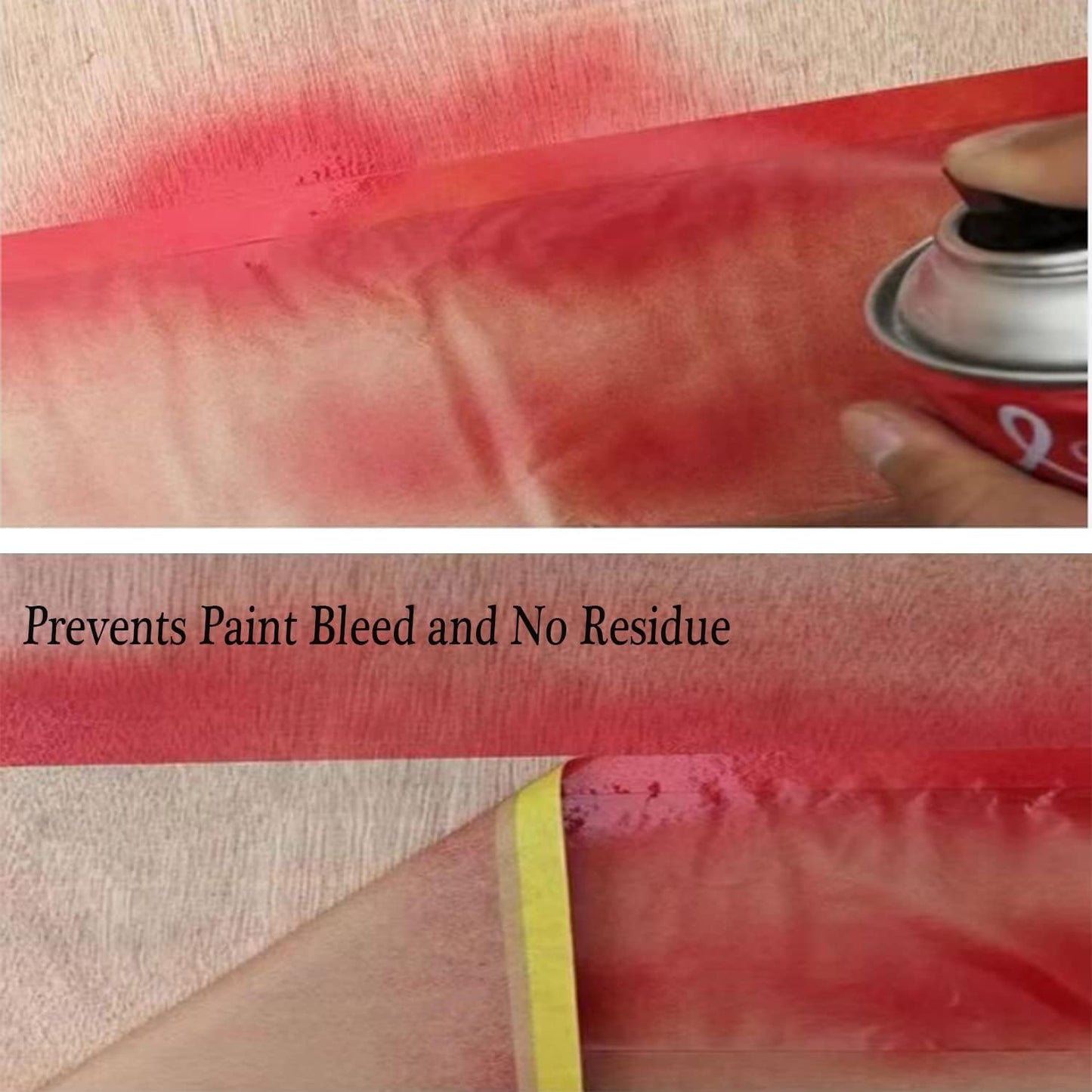 Pre-Taped Masking Paper for Painting - 24 inch x 50 feet Tape and Drape Painters Paper, Paint Adhesive Protective Paper Roll for Covering Skirting, Frames, Cars and Auto Body (4)