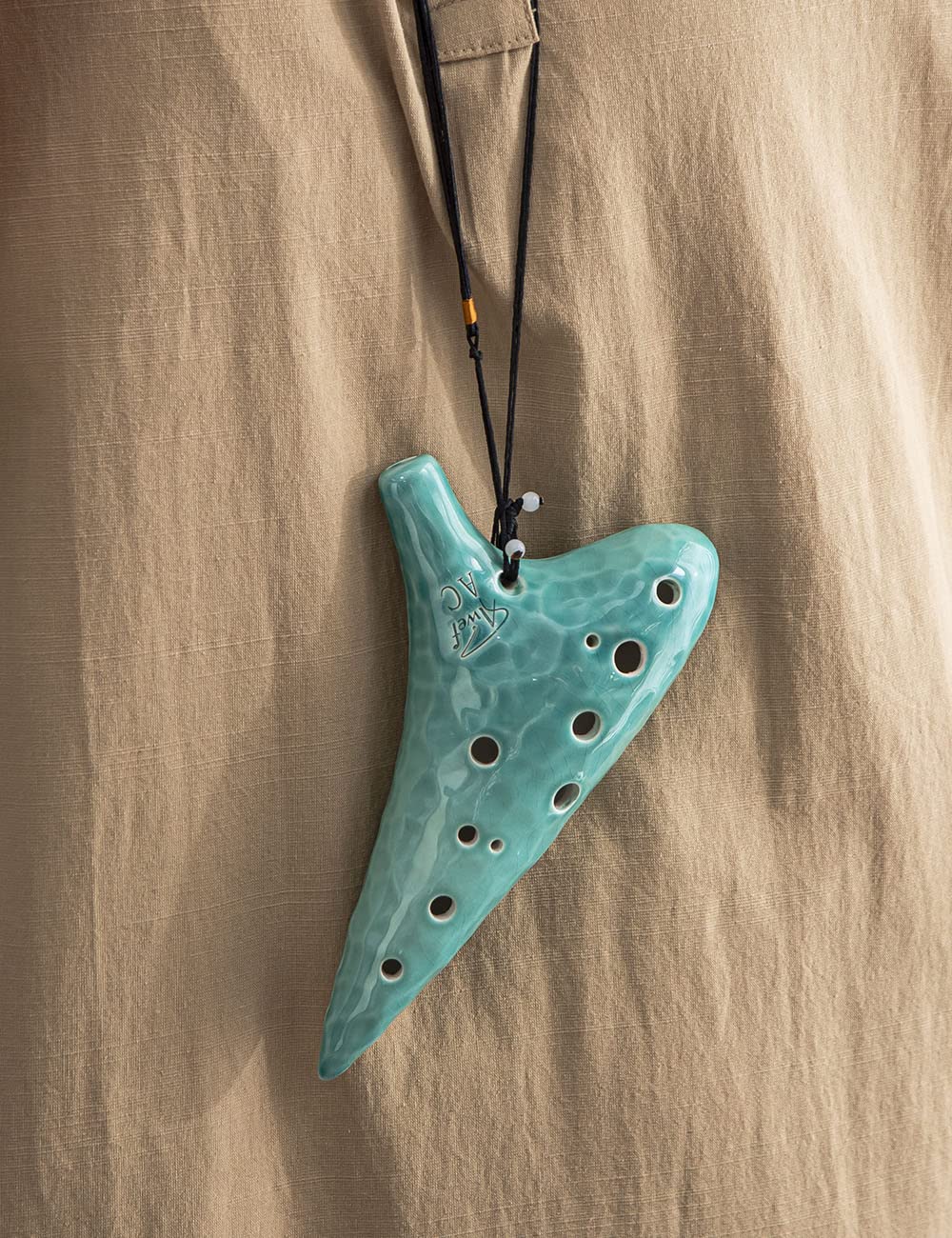 Awef Jingle Stream 12 Hole Ocarina Alto C Ocarina with Ocean Ripple Texture (Cyan)