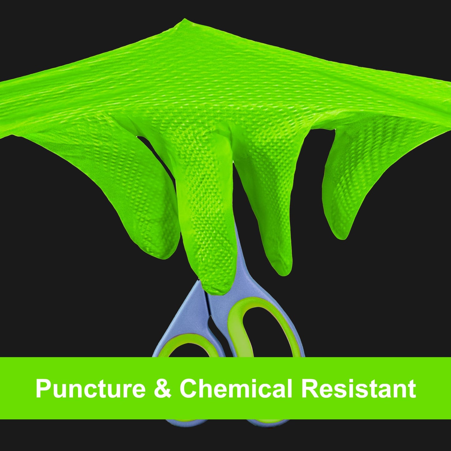 AMMEX Heavy Duty Green Nitrile 8 Mil Disposable Gloves - Extra Thick, Diamond Texture, Powder Free, Medium, Box of 100