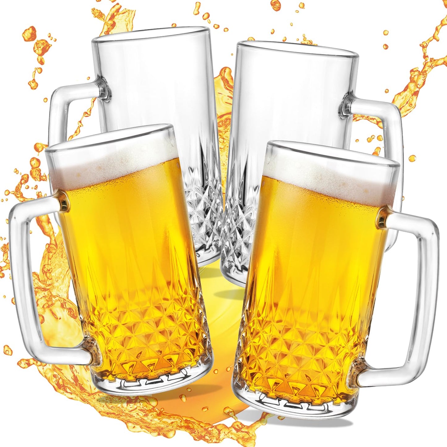 GOSDENG 4 Pack Beer Mugs for Freezer, Double Wall Insulated Glasses – Freezer Mugs, 20 oz – Perfect Frozen Beer Mugs for Home Bar Accessories, Gifts for Men