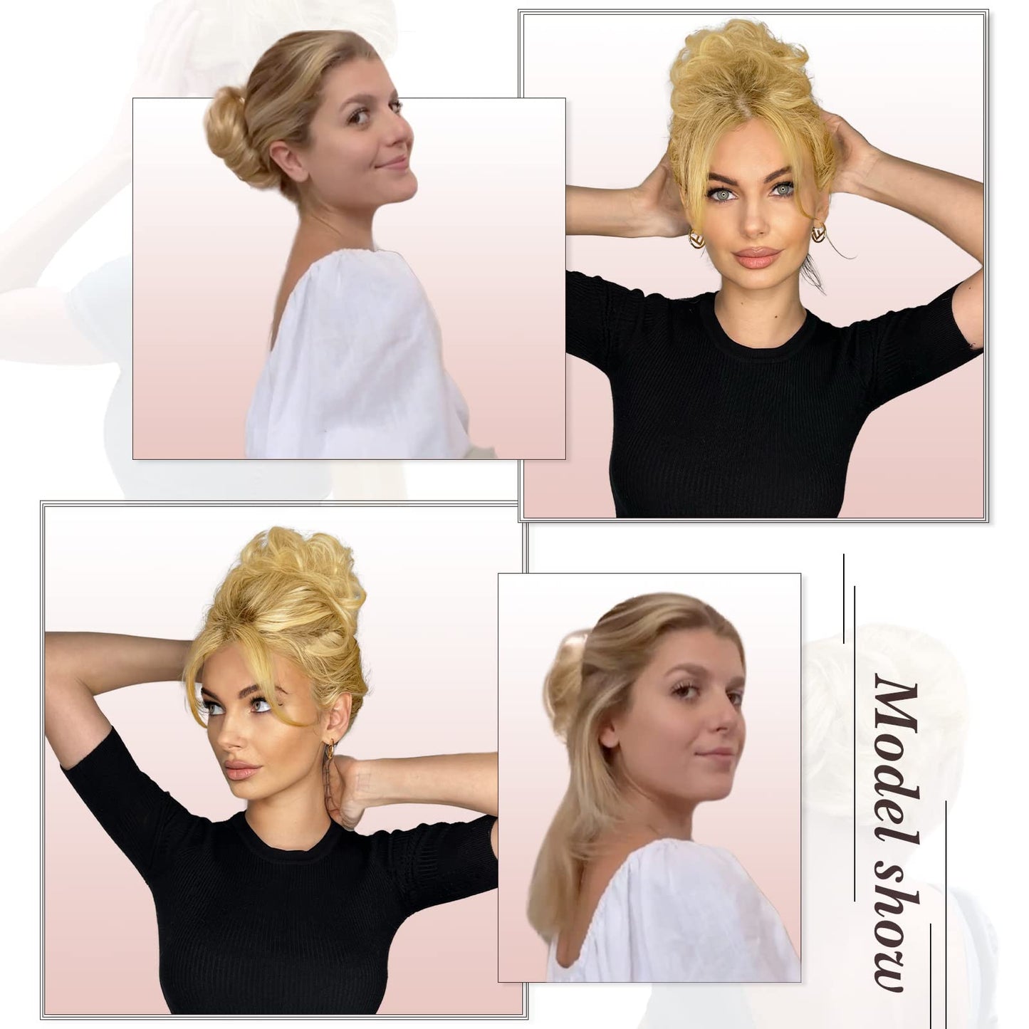 Claw Clip Messy Bun Hair Piece 100% Real Human Hair Buns Wavy Curly Chignon Hair Bun Extensions Tousled Updo Hair Buns Claw Clip Ponytail Hairpieces Hair Scrunchie (Dark Brown with 15% Dark Cocoa Blonde)