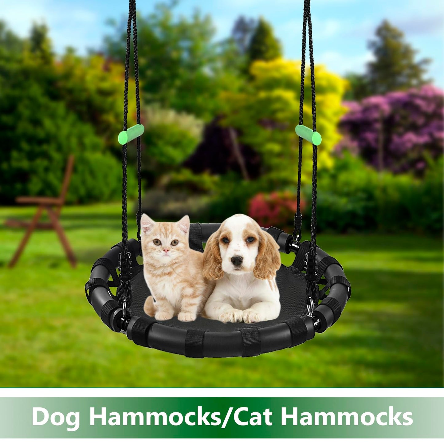 TBMLC 24-Inch Diameter Tree Swing- 1 Inch Diameter,1MM Thick Sturdy Steel Frame with Thick Foam Pipe Cover and Durable PP Mat - Perfect for Outdoor Fun and Relaxation (24 inch Diameter, Black)