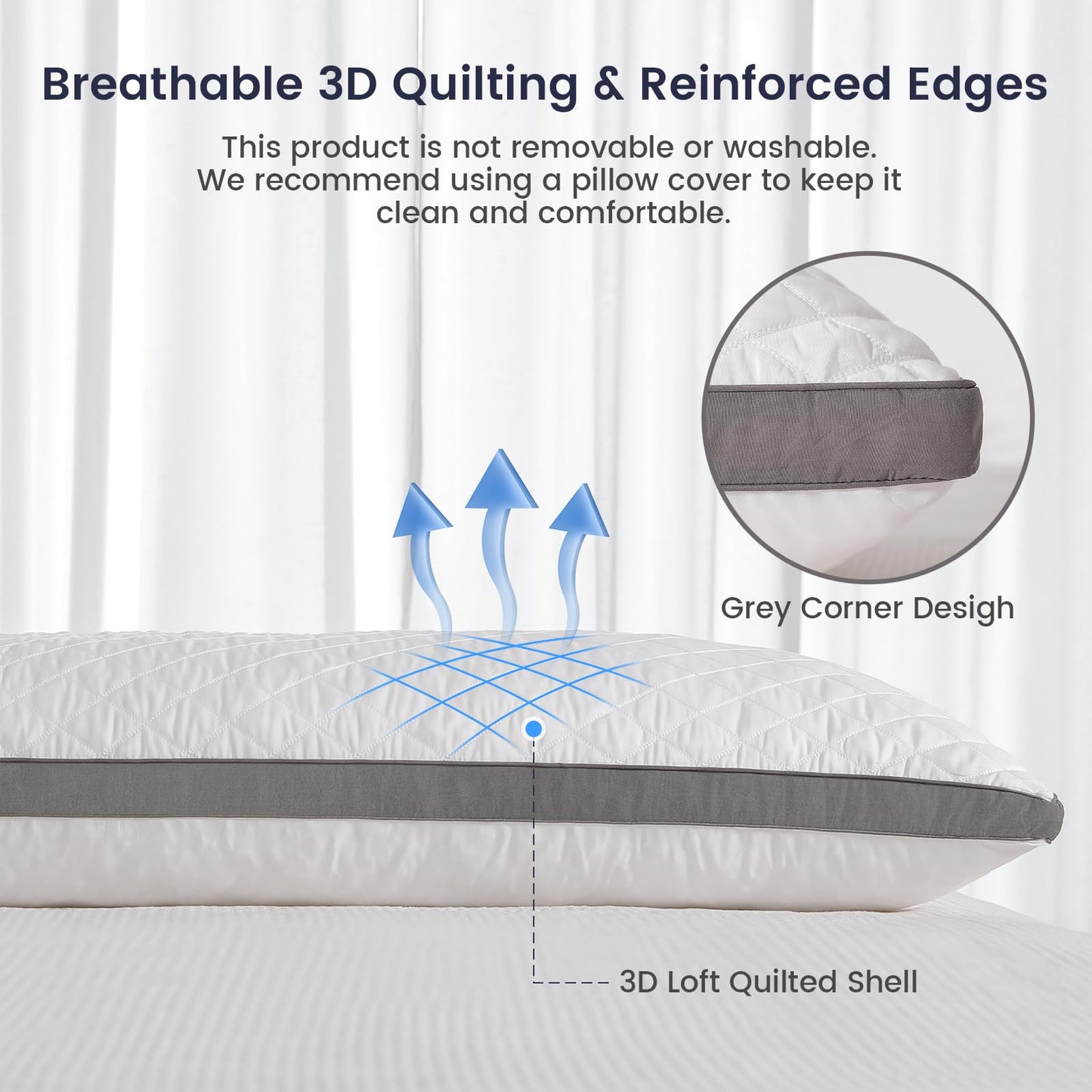 Rainmr Shredded Memory Foam Full Body Pillow, Long Hugging Bed Pillows for Adults, Breathable Extra-Firm Large Pillow for Side Sleep, Big Support Body Pillow for Sleeping (20 x 54 Inches)