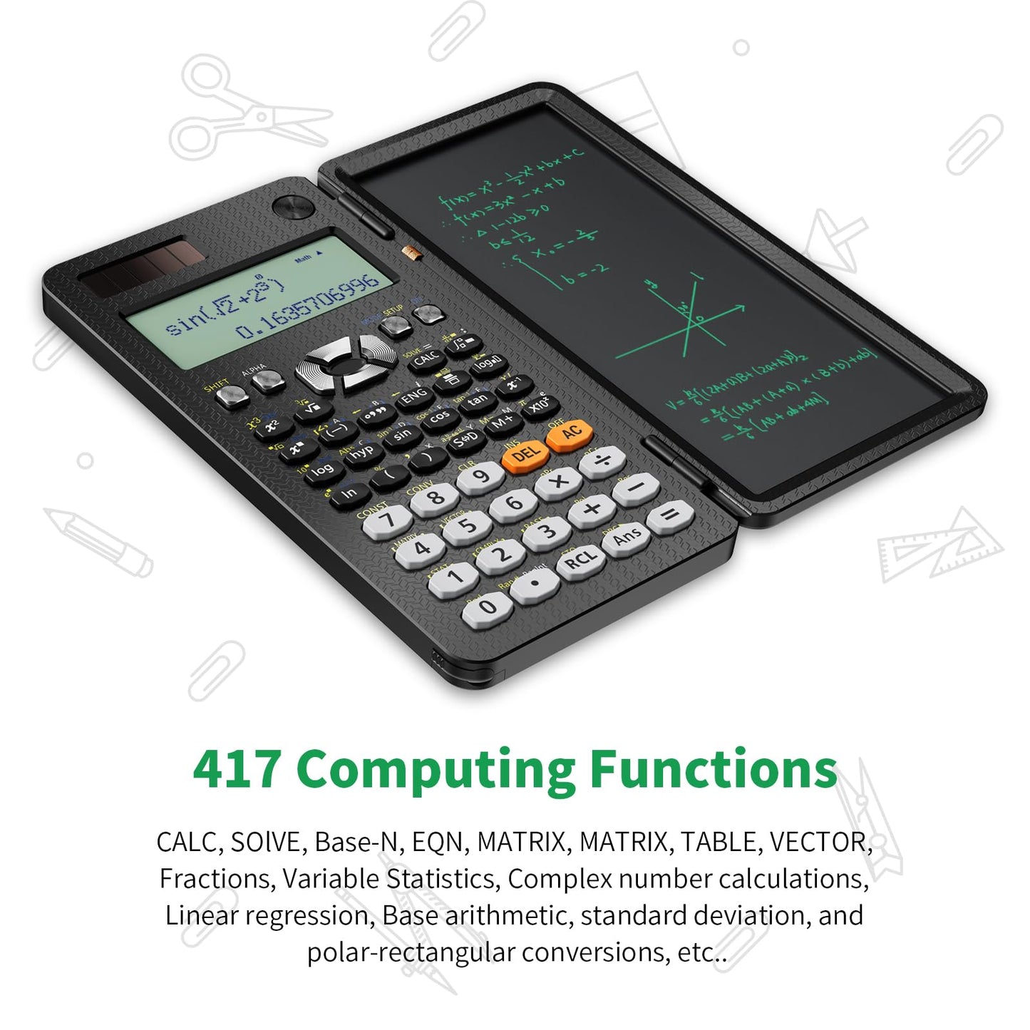 NEWYES Upgraded Scientific Calculators 991ES with Writing Tablet, Science Calculator Notepad with 417 Function, Professional Foldable Calculator for Students, School, College and Researchers