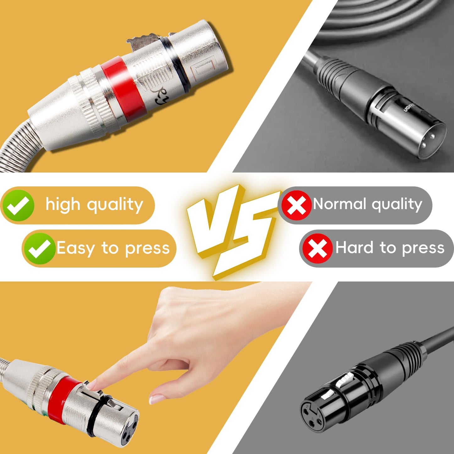rycvaky 2 Pack 20 FT XLR Microphone Cables, Oxygen-Free Copper 3-Pin Balanced Shielded XLR Male to Female Mic Cord for Podcast Studio Speaker, PA Systems, Audio Mixer and More, Heavy Duty