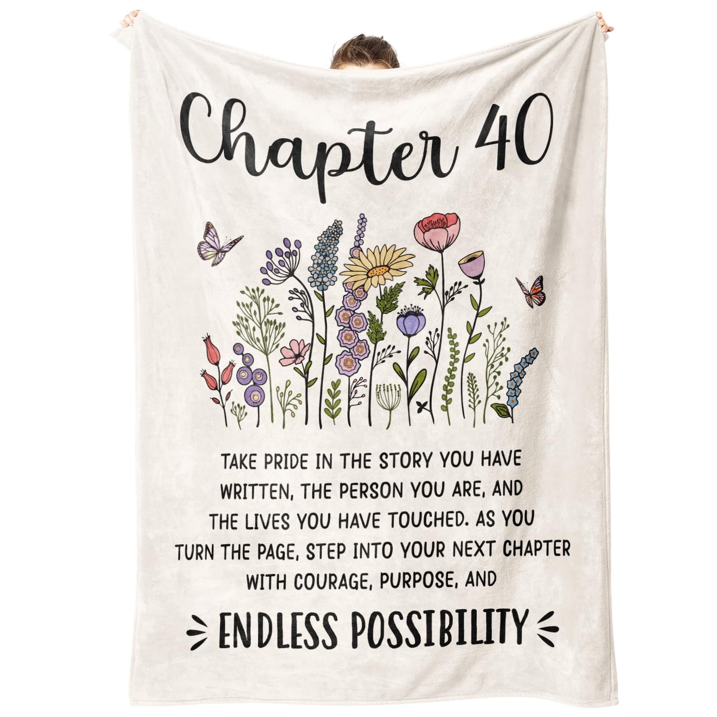 Afterprints 40th Birthday Gifts for Women, Chapter 40 Blanket, 1986 40th Birthday Decorations, 40 Year Old Gifts for Women, Wife, Mom, Friend, Sister, Turning 40 Throw Blankets 50'' x 60''