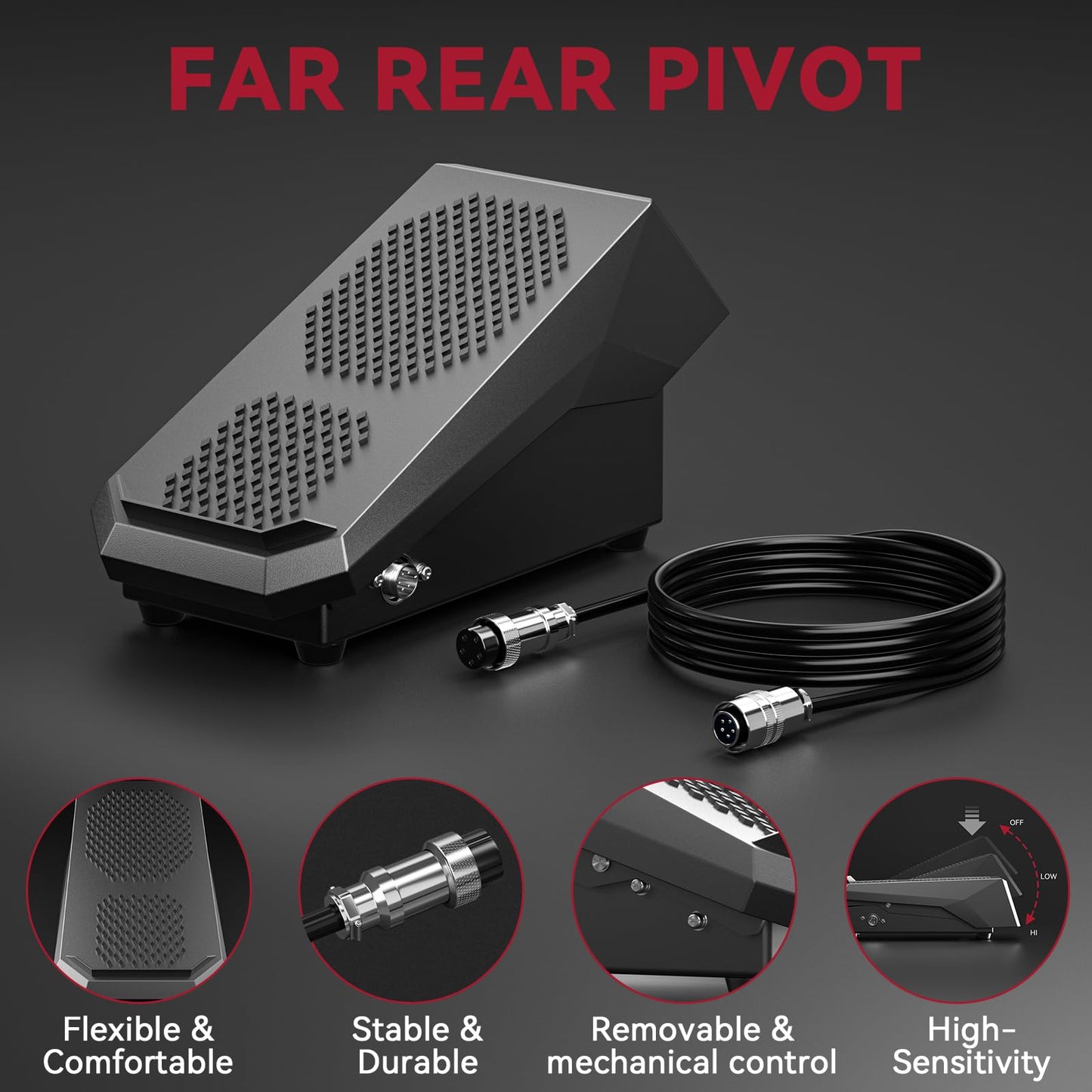 ARCCAPTAIN TIG 5-pin Welding Foot Pedal - Remote Amp Control TIG Foot Pedal, 10 Feet Cable for ARCCAPTAIN TIG200, TIG200P ACDC