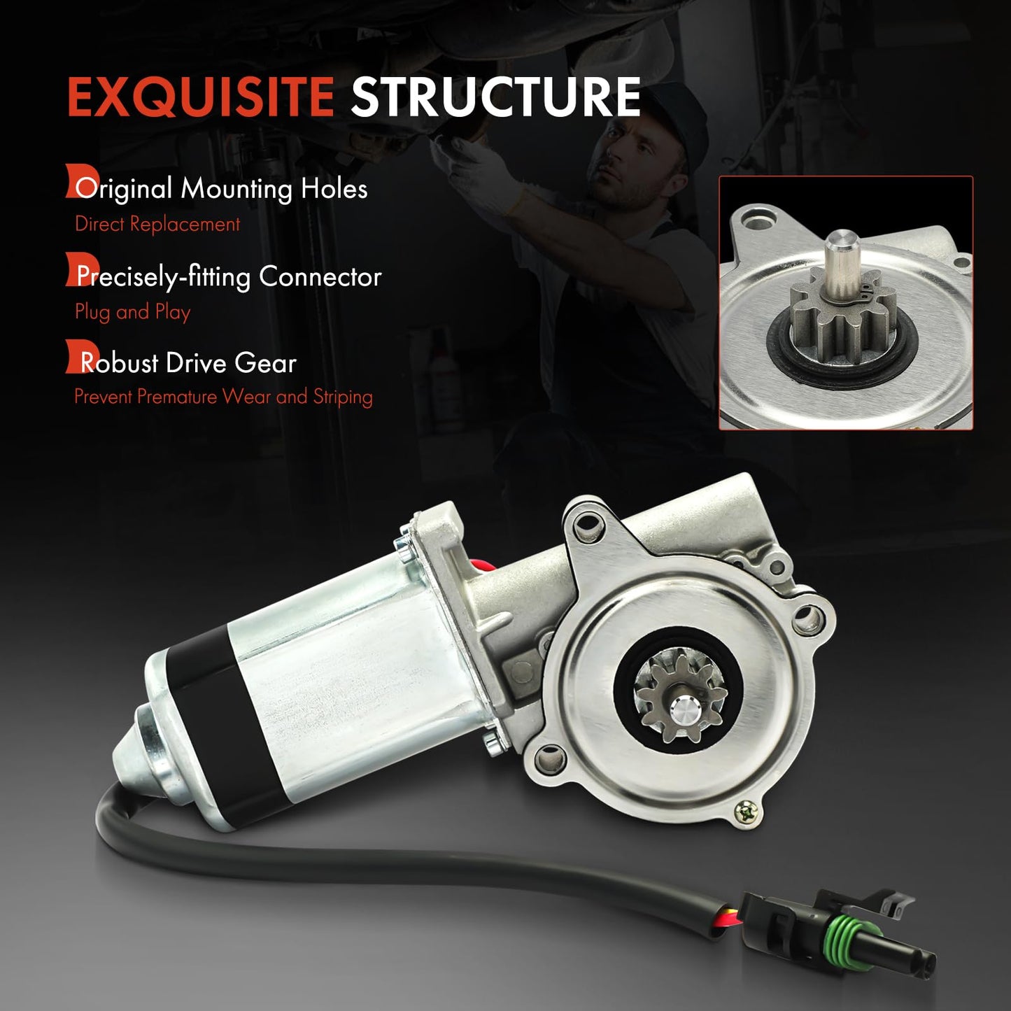 A-Premium RV Entry Step Motor Compatible with Kwikee Electric RV Steps 24 25 42 44 47 Revolution Series, Replace# 300-1457, 094707-05-701, 1010002326