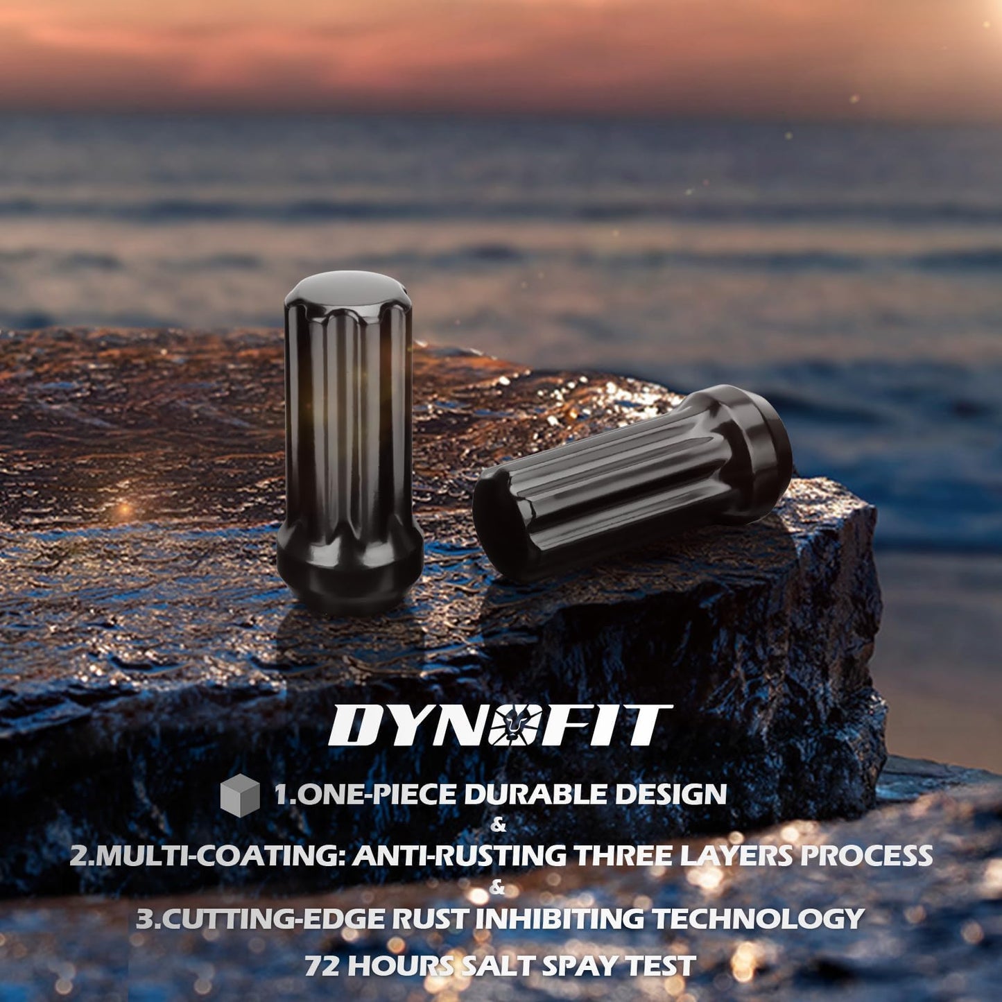 Dynofit M14x1.5 Spline Lug Nuts Black - Cone Bulge Seat Compatible with Chevy GMC Ford Cadillac Lincoln & More 6-Lug Wheels | Includes 1Pcs Socket Key, Closed End, Durable Aftermarket Replacement