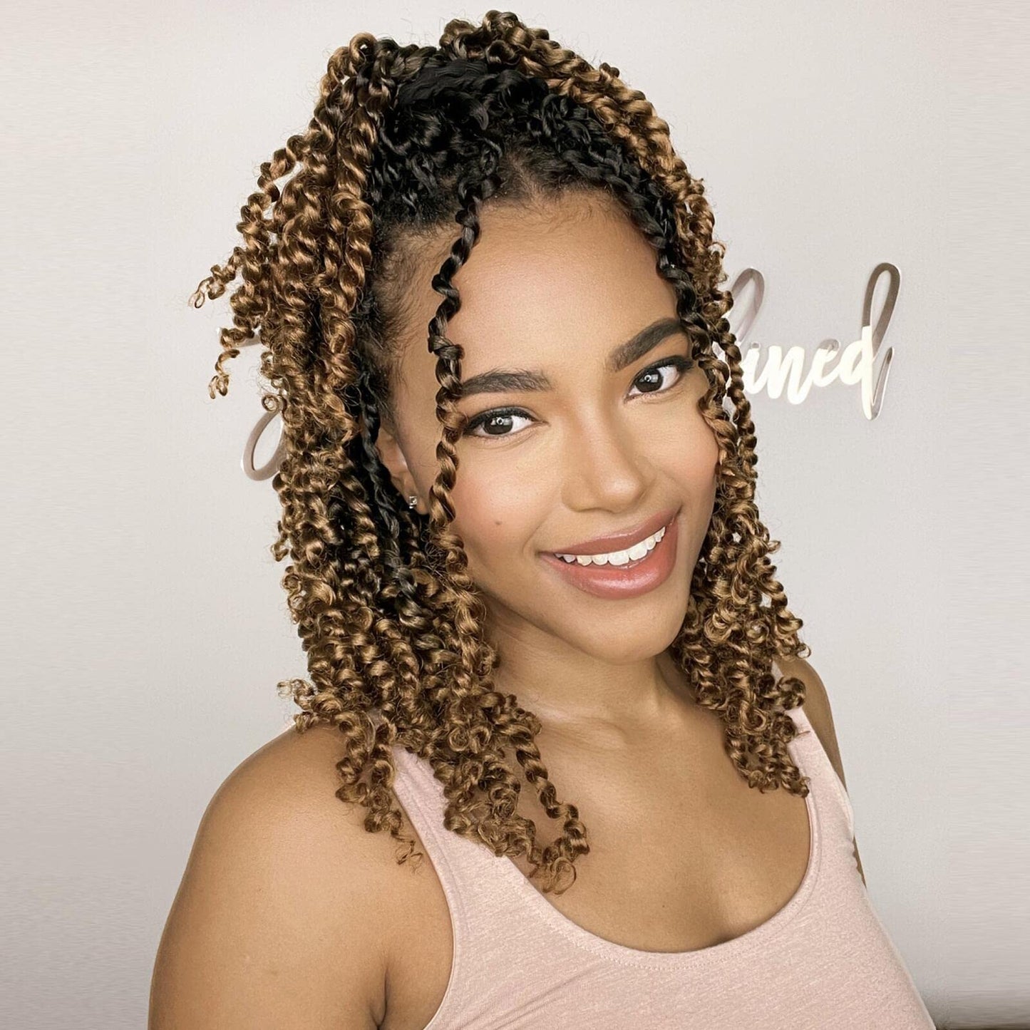 ToyoTress Tiana Passion Twist Hair - 8 Inch 8 Packs Pre-twisted Crochet Braids Ombre Brown, Short Bob Pre-looped Synthetic Braiding Hair Extensions (8 Inch, OT30-8P)