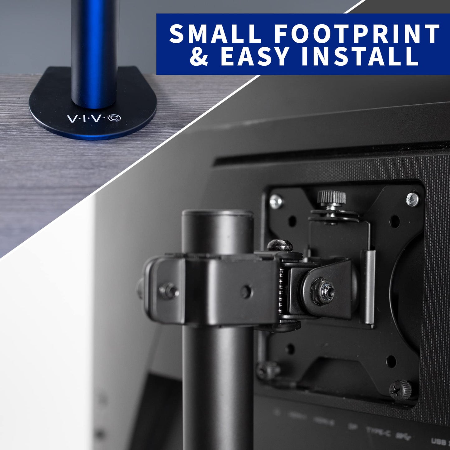 VIVO Single Monitor Adjustable Tilt Desk Mount Stand for 1 LCD Screen up to 27" (STAND-V001C)