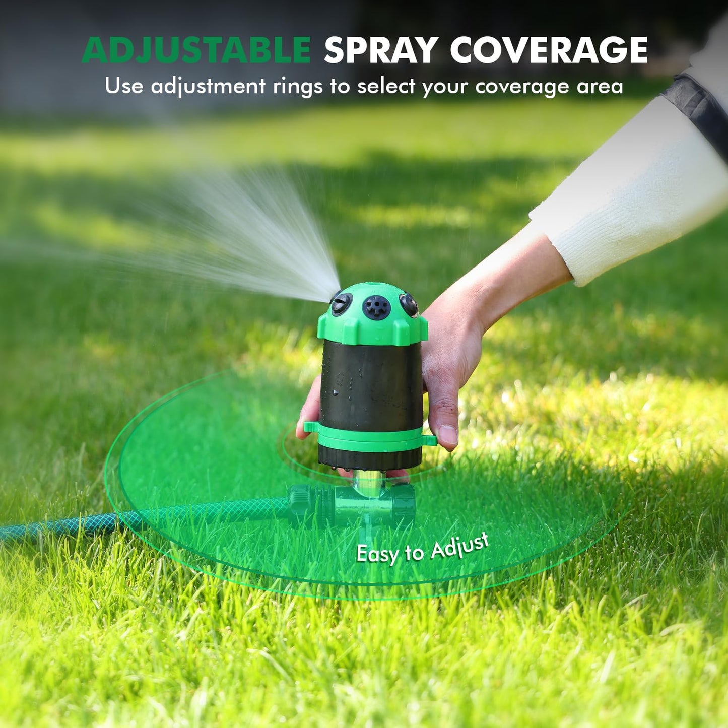 RESTMO Gear Drive Sprinkler with Metal Spike Base, 6-Pattern Multi-Adjustable Lawn Sprinklers for Yard, Heavy Duty Watering System for Garden Plant, Flower Bed and Large Area Watering