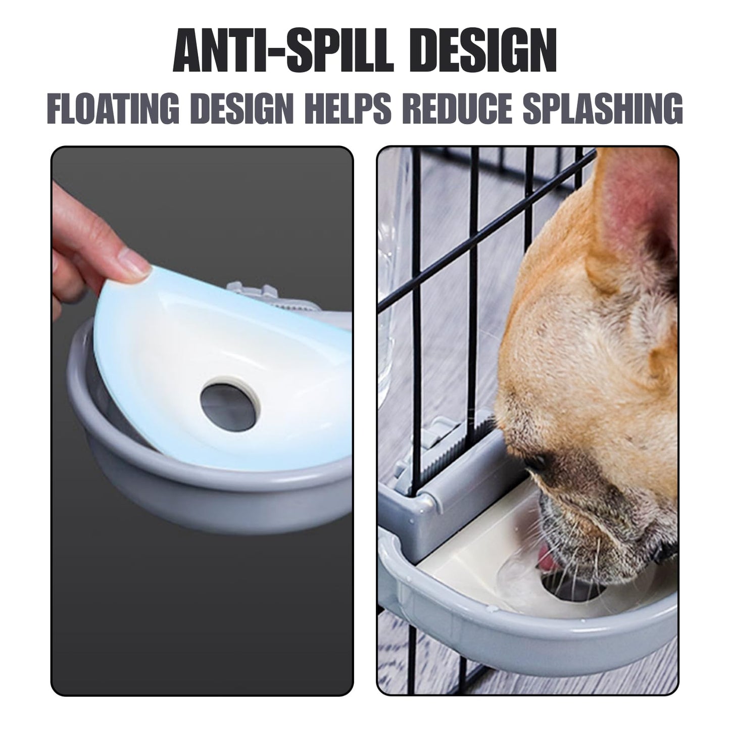 Automatic Pet Food Water Dispenser, Auto Gravity Pet Feeder Water Bottle Set for Cage, Feeding Station for Small Dog Cat Rabbit Guinea Pigs Chinchilla Ferret Hedgehog (Grey)