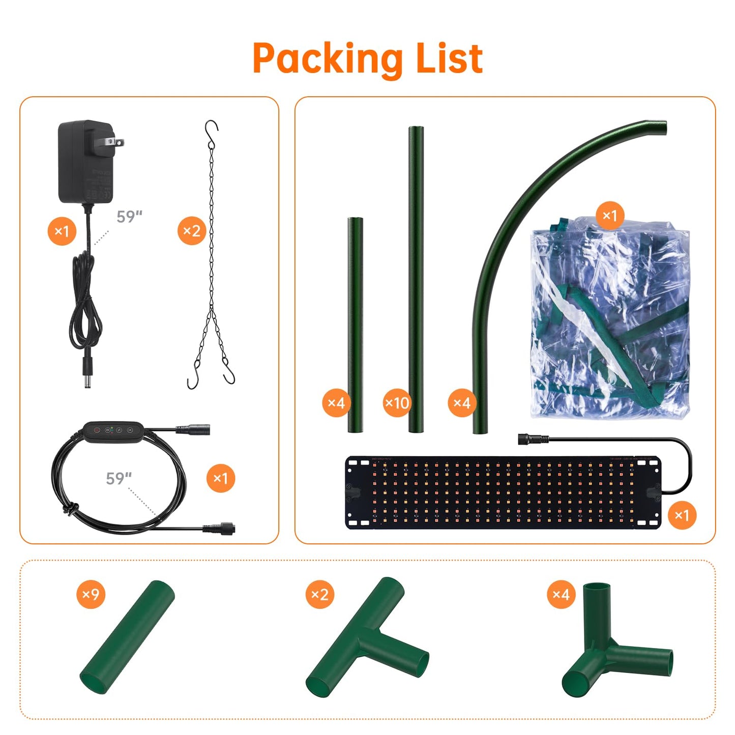Bstrip Mini Indoor Greenhouse with Grow Lights, 27.2" L X 19.9" W X 27.2" H Desktop Small Greenhouse with Zippered Door and PVC Cover for Seed Starting, 1.6FT Plant Light for Indoor Plants with Timer