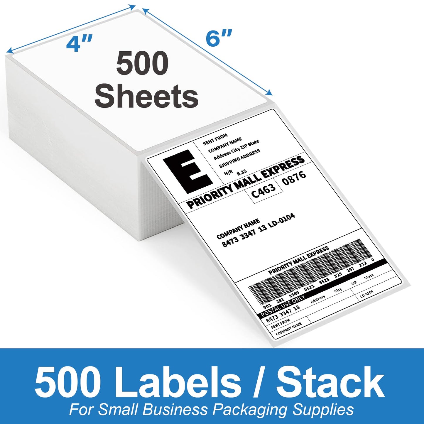 1000 4x6 Thermal Labels 500/Stack, Shipping Thermal Labels 4x6 Fanfold Compatible with Rollo, Zebra, MUNBYN Printers (Commercial Grade)