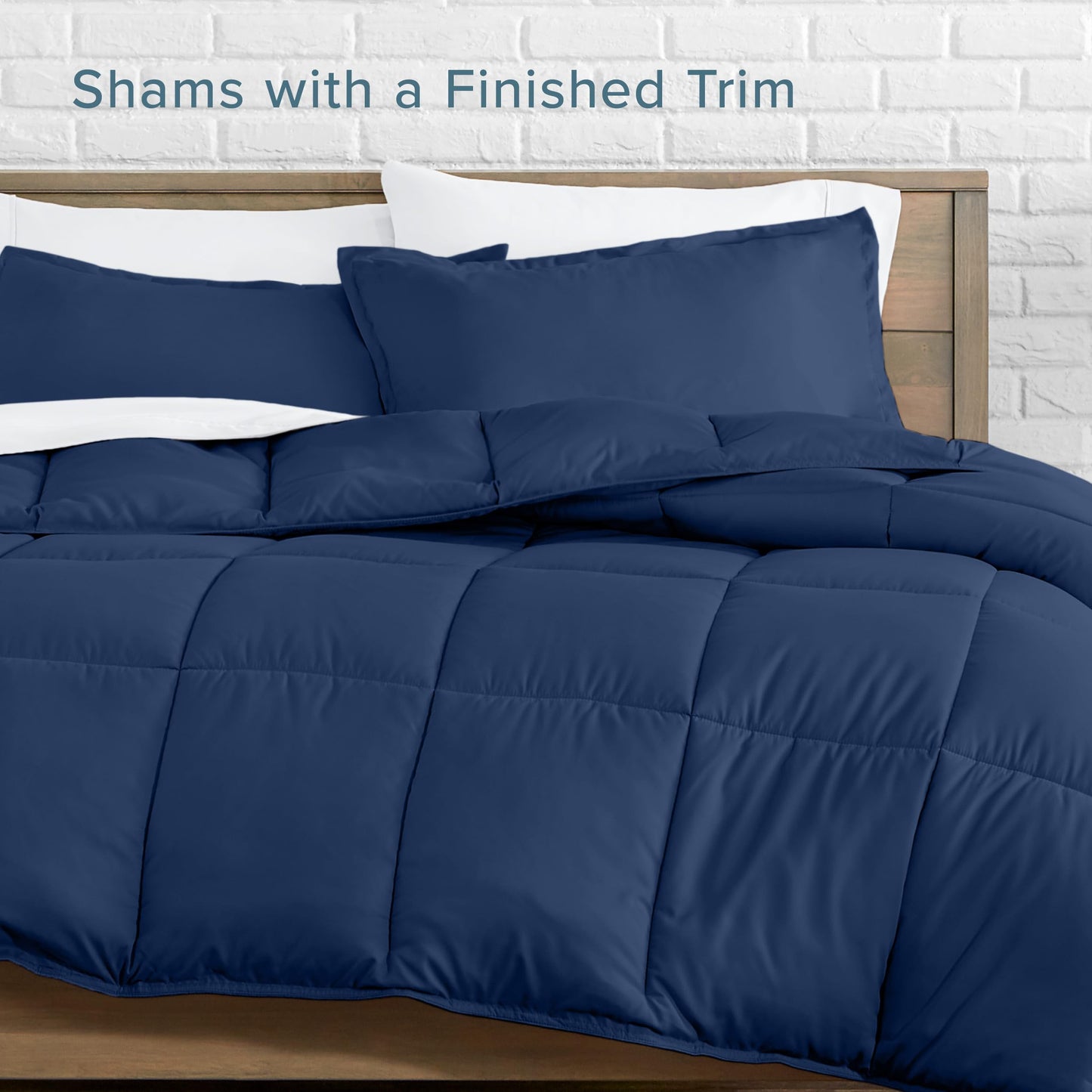 Bare Home Comforter Set - Full Size - Ultra-Soft - Premium 1800 Series - All Season Warmth (Full, Dark Blue)