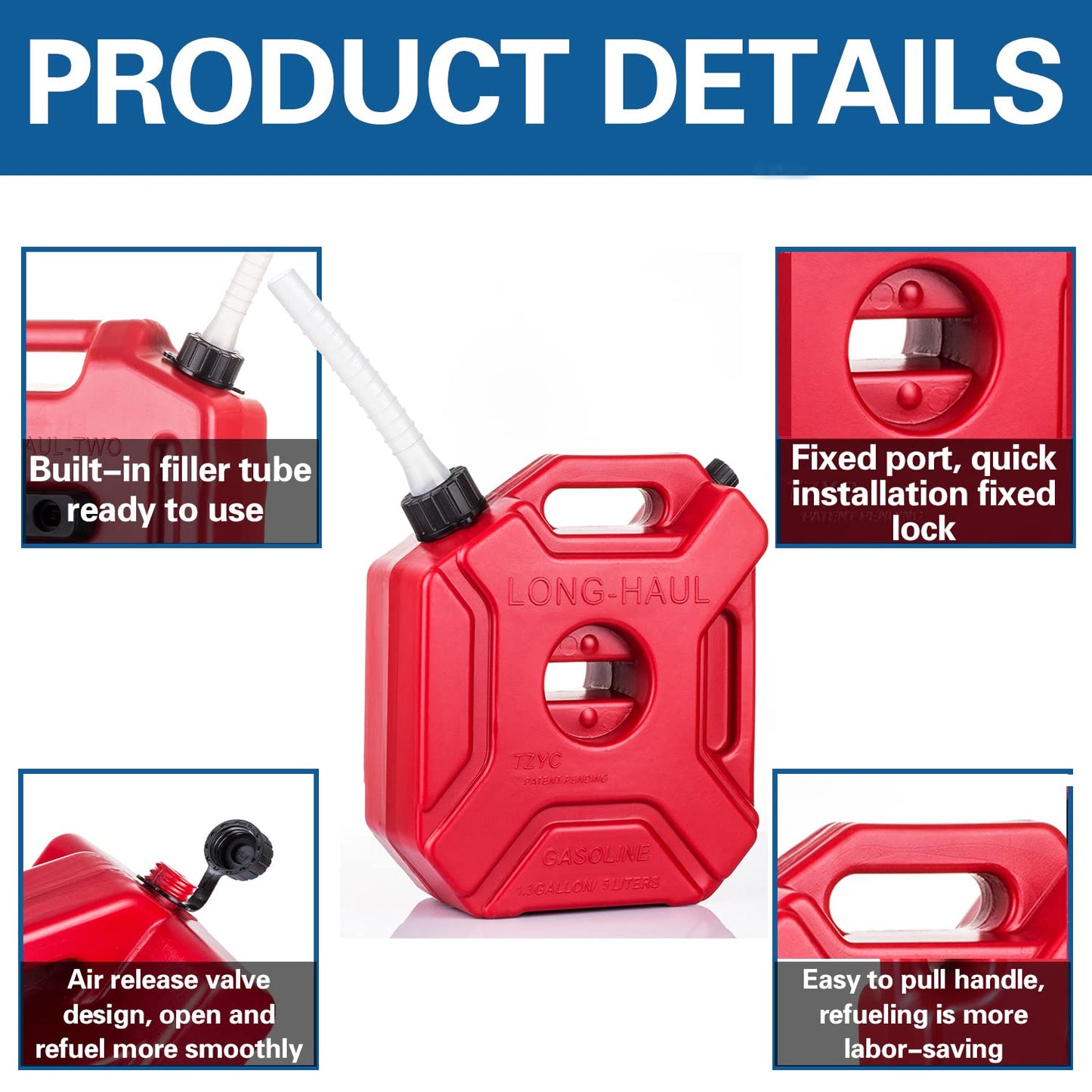 5L/1.3 Gallon Utility Jug Water Container Spare Emergency Backup Storage Can with Mounting Bracket Lock for Motorcycle SUV ATV Most Cars