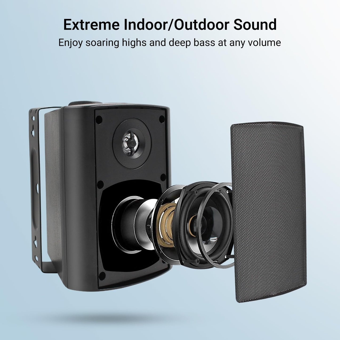 Herdio 4 Inches Bluetooth Outdoor Speakers Waterproof Patio Deck Wall Mount (Black)