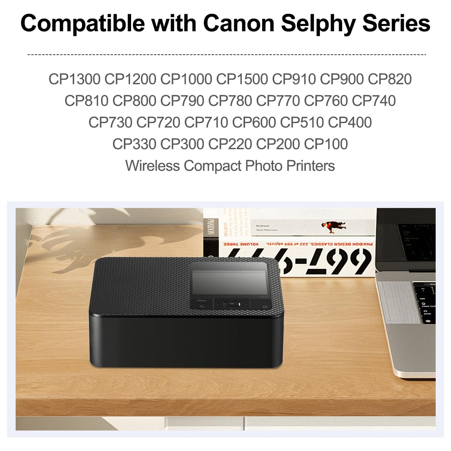 Compatible for Canon Selphy CP1300 Paper and Ink,KP-108IN 3 Color Ink Cassette and 108 Sheets 4 x 6 Glossy Paper for Selphy CP1500 CP1300 CP1200 CP1000 CP910 CP900 CP810 Printer