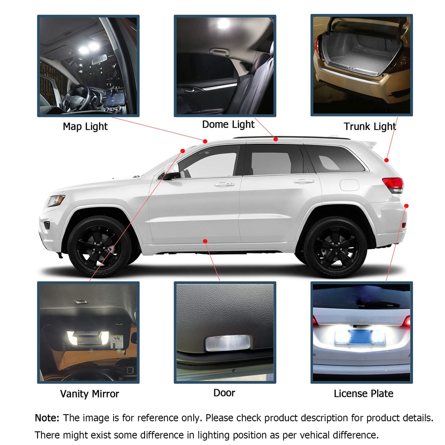 16pcs 4Runner Interior LED Lights Replacement for 2010-2018 2019 2020 2021 2022 2023 Toyota 4Runner 6000K Super Bright White interior LED bulbs package + Installation Tool