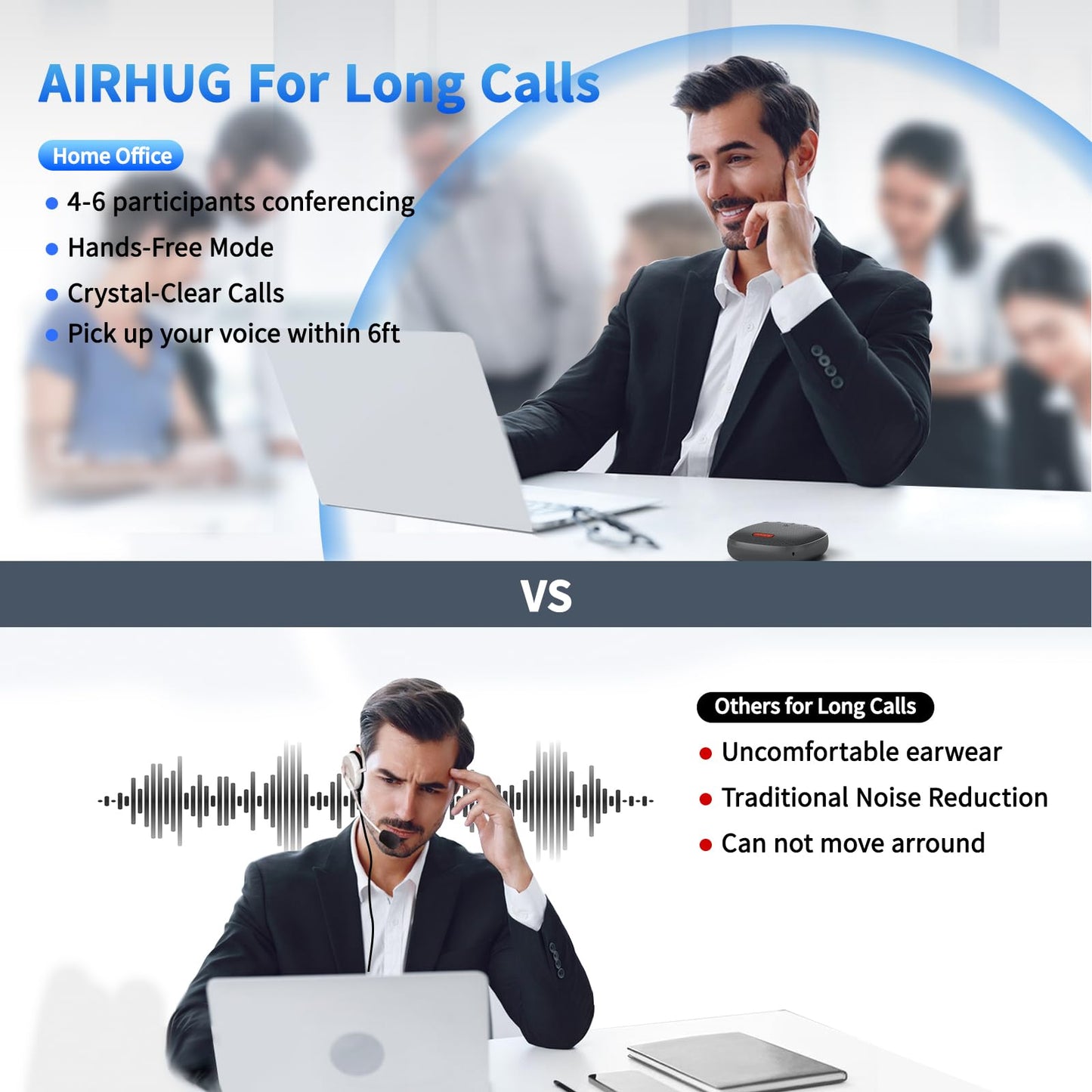 Bluetooth Speakerphone,Conference Speaker with Microphone for Home Office,Advanced Noise Reduction Algorithm,USB-C Plug & Play,Compatible with Zoom,MS Team,Skype,Webex
