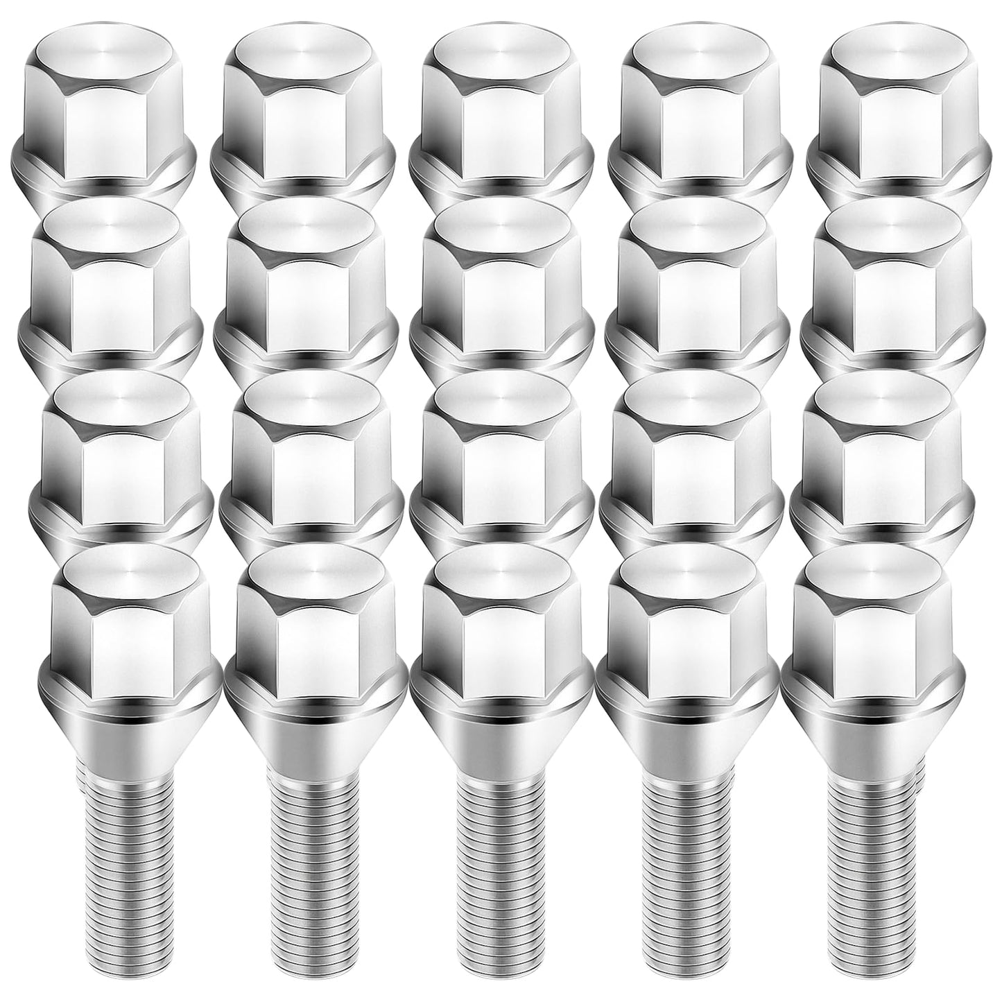 M12x1.25 Wheel Lug Bolts 17mm Hex, Lug Nuts with 28mm Shank Length Compatible with 2013-16 Dodge Dart/2016+ Jeep Cherokee/2015-17 Chrysler 200 (20 Pack)