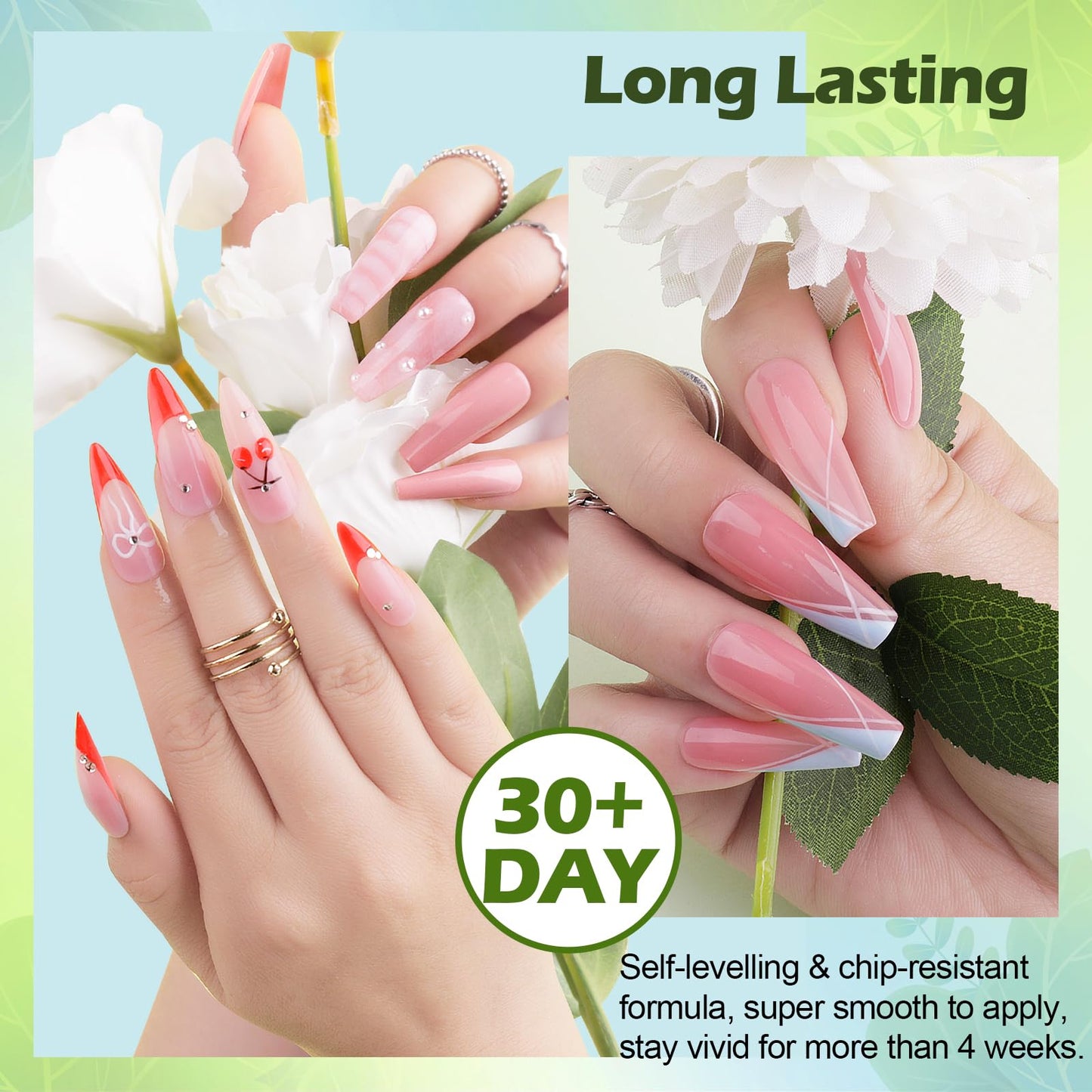 Clara Colors 64 Pcs Gel Nail Polish Kit with UV Light Nail Kit with Base Top Coat Brush Saver for Starter 60 Colors All Seasons Nude Pink Blue Green Red Soak Off Gel Polish Nail Set Nails Art DIY Gifts for Women