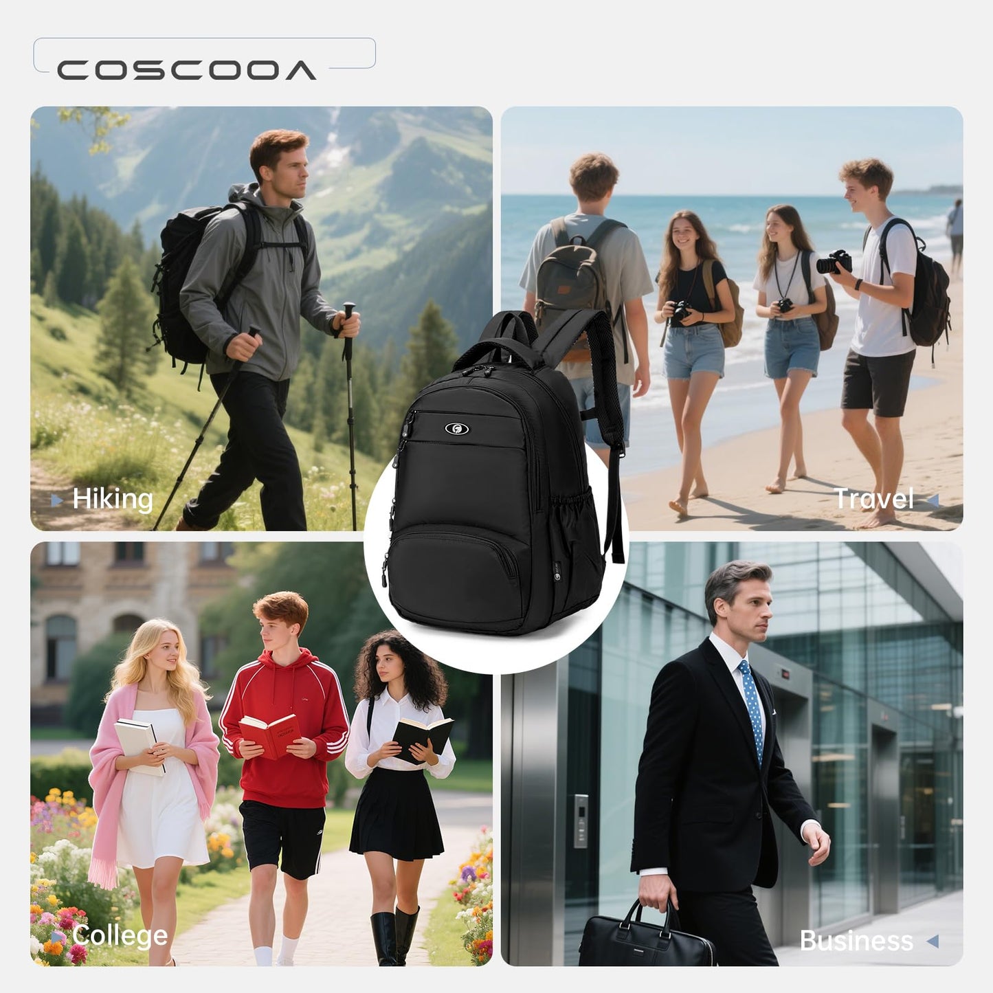 COSCOOA Carry On Travel Backpack 43x33x15 CM,6x13x17 inch Personal Item Bag for Budget Flights in Canada,Underseat Travel Duffel Bag,14 inch Laptop Backpack Flight Approved