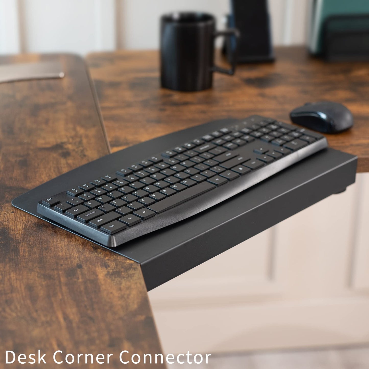 VIVO Clamp-on Steel Corner Connector, Workspace Extender for L-shaped Desk