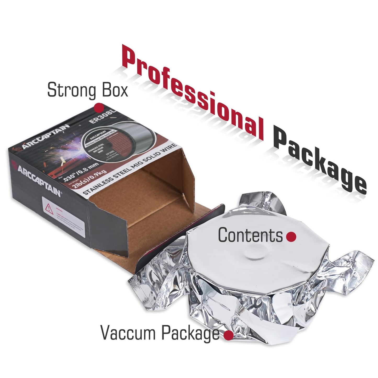 ARCCAPTAIN Stainless Steel MIG Solid Wire ER308L, 030-Diameter 2-Pound Stainless Steel Wire with Low Splatter Compatible with Lincoln Miller Forney Harbor MIG Welder