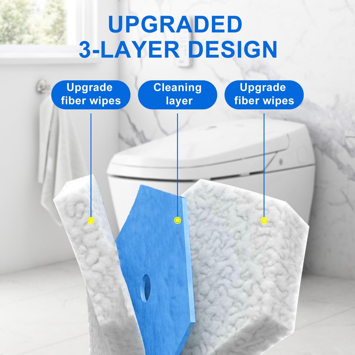 60 Count Toilet Wand Refills for Clorox, Disposable Toilet Brush Compatible with Clorox Toilet Wand Cleaning System, Upgrade Fiber Bowl Cleaner Brush for Closestool Cleaning