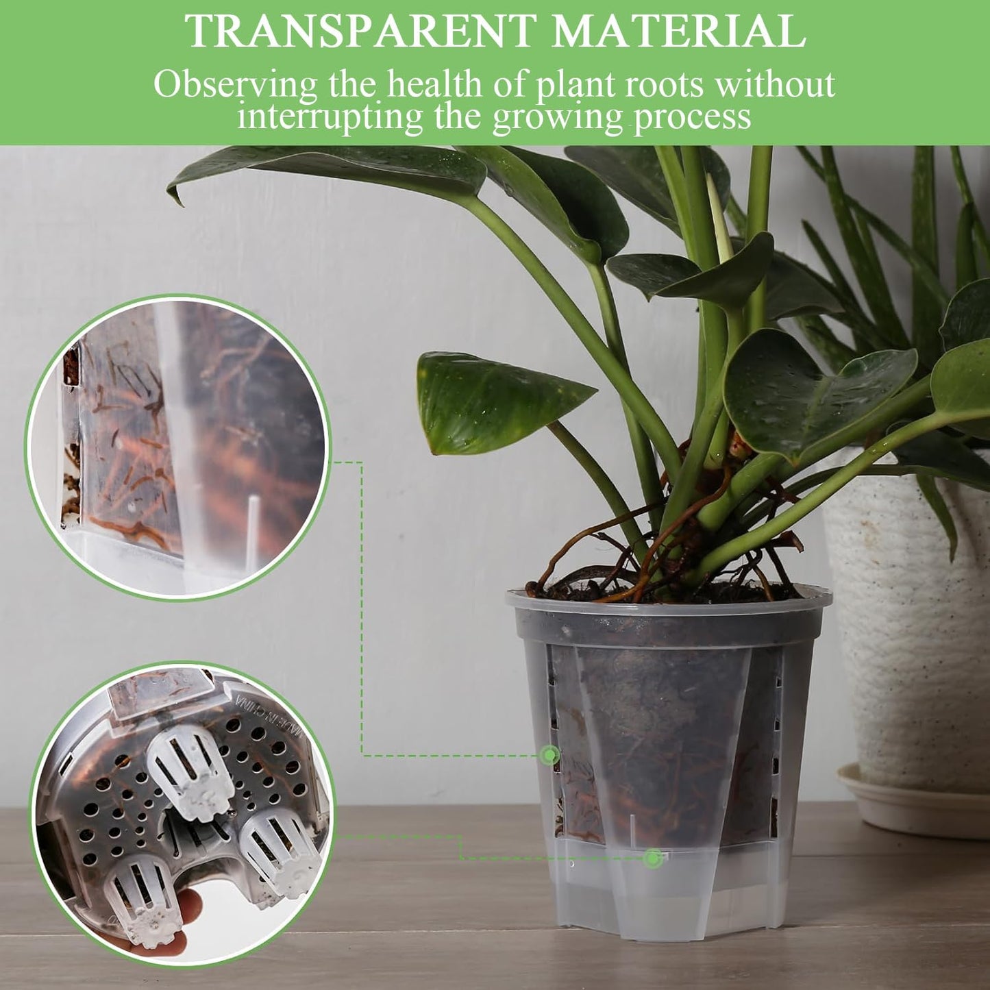 WEZCHUGHAOL 6 Pack Self Watering Pots for Indoor Plants, ClearPlastic Self Watering Plant Pots with Deep Reservior and High Drainage Holes for Indoor Outdoor Plants and Flowers (180-18*12.5*20.4cm)