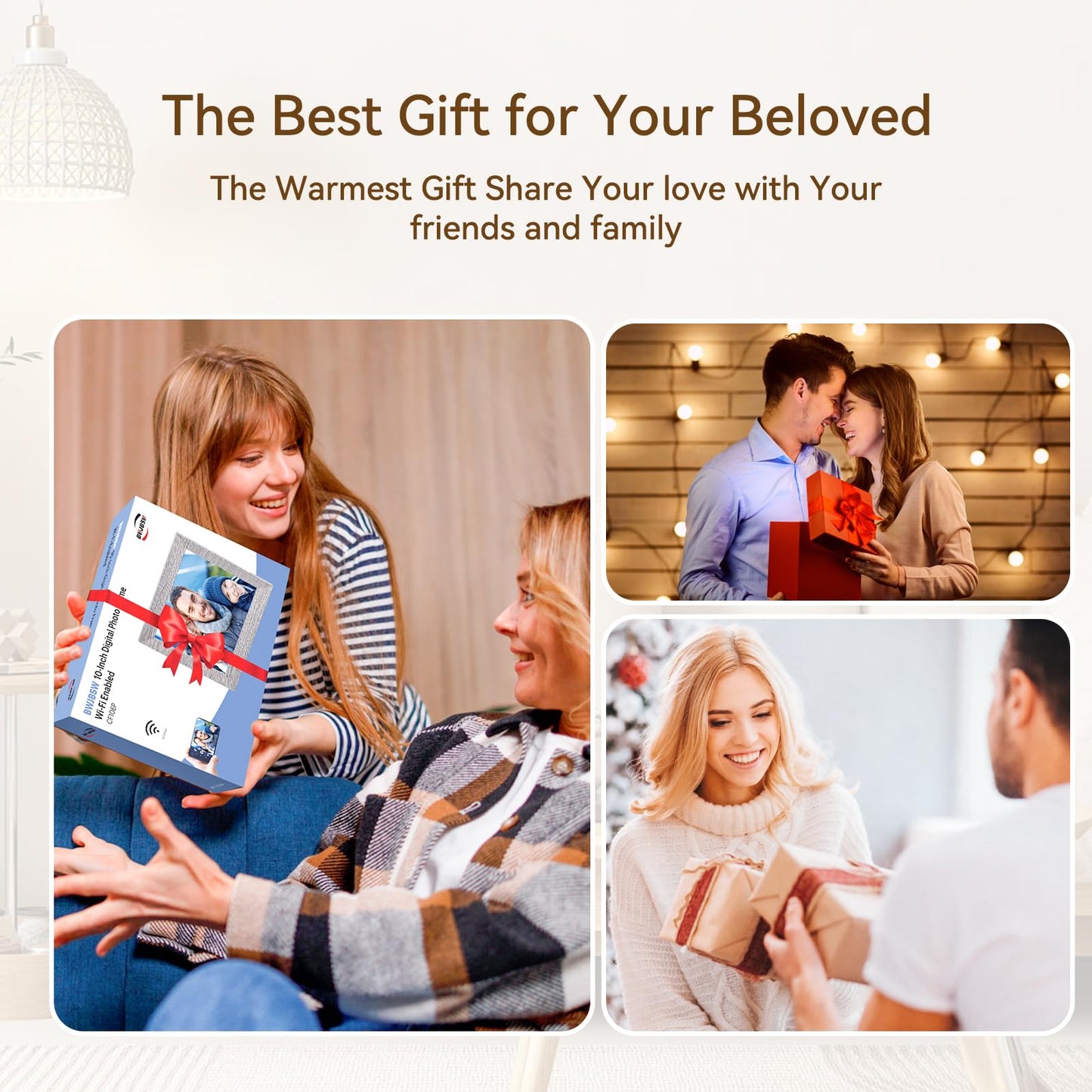 10.1 Inch Digital Picture Frame with 32GB Storage, WiFi Digital Photo Frame 1280x800 HD IPS Touchscreen, Easy Setup for Photo & Video Sharing via Free App