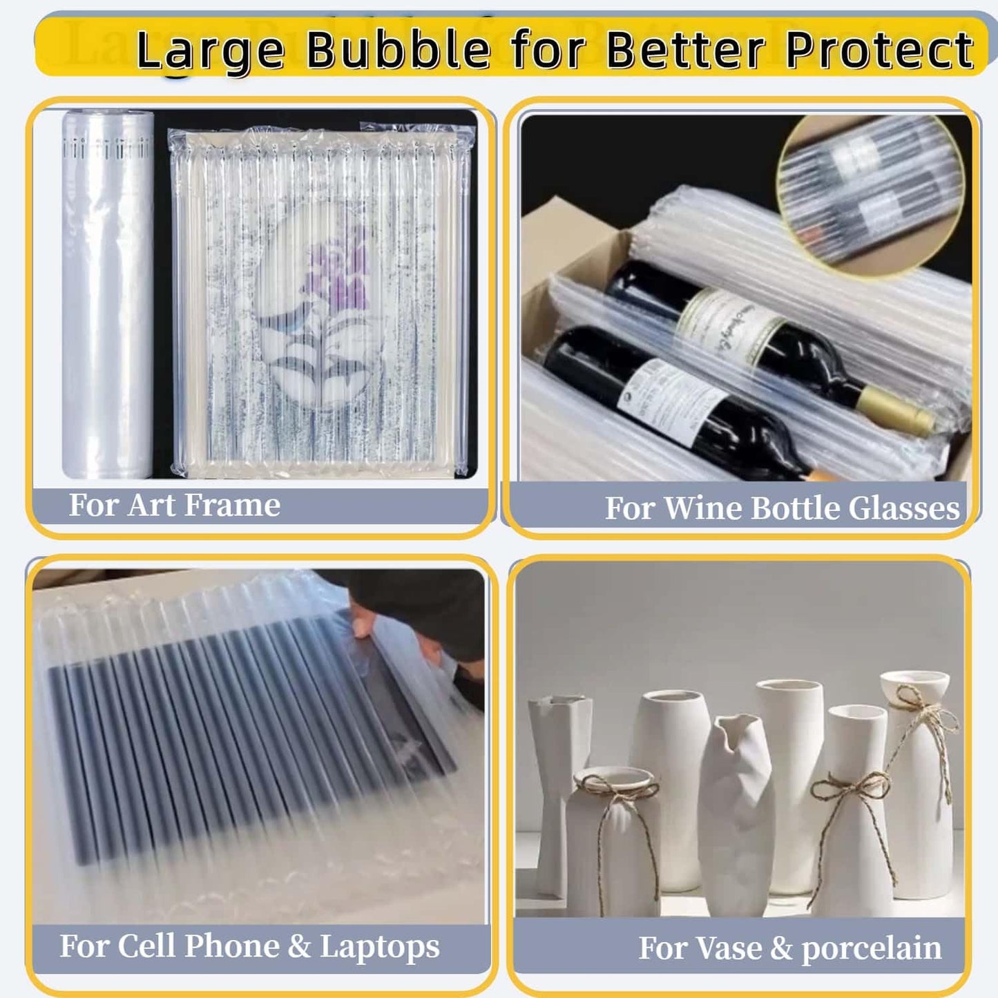 Large Bubble Cushioning Wrap Roll packing - 15.8Inch X164Feet Inflatable Bubble Column Wrap Package Air Pillow for heavy duty with Free Pump, Inflatable Packing material Shipping Supplies