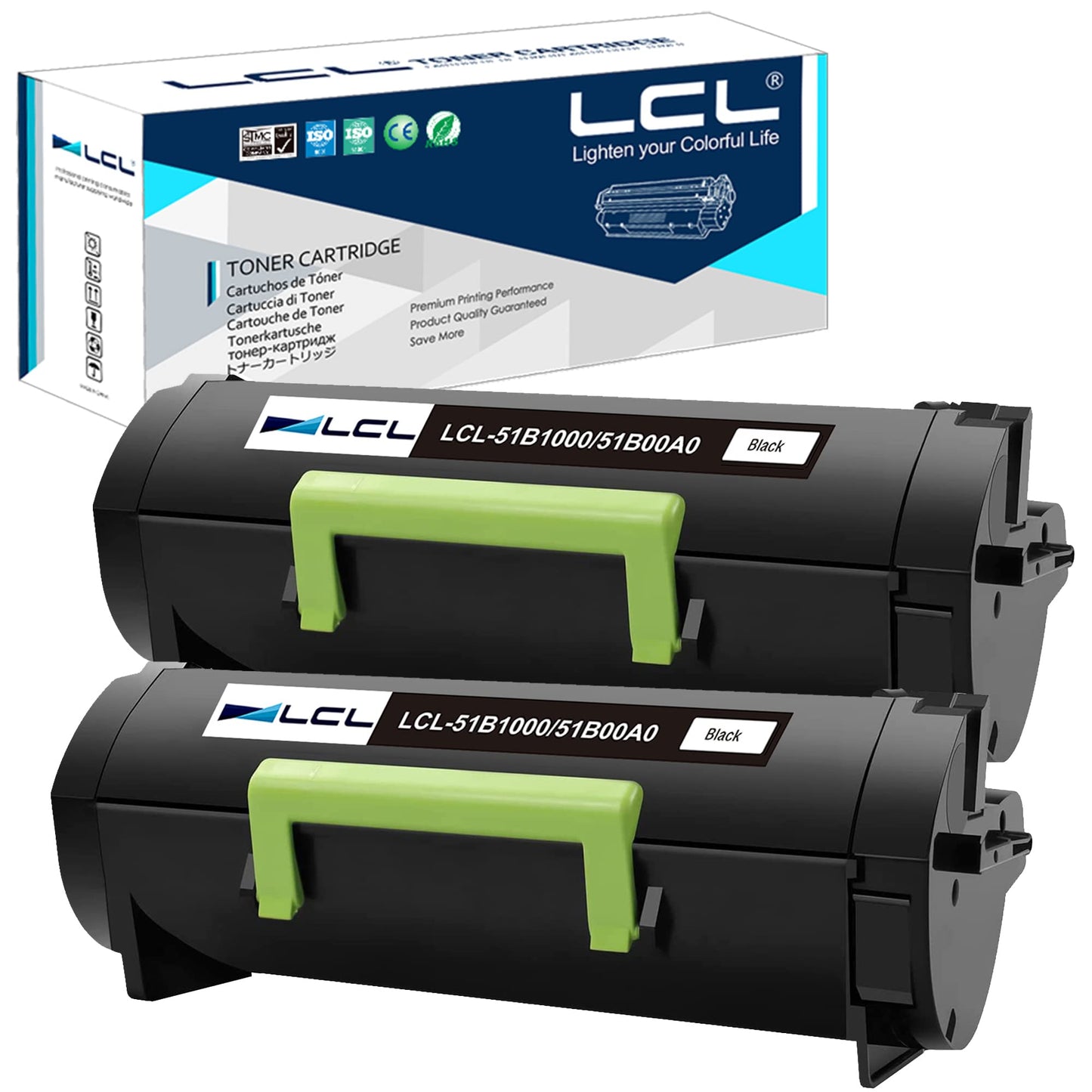 LCL Compatible Toner Cartridge for Lexmark 51B1000 51B00A0 2500 Pages (2-Pack,Black)for Lexmark MS317 MS317DN MS417 MS417DN MS517 MS517DN MS617 MS617DN MX317 MX317DN MX417 MX417DN MX517 MX517DE MX617
