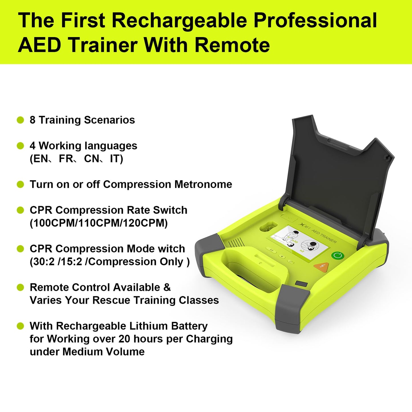 AED Trainer, XFT AED Training Kit CPR Training Equipment Training Device Automatic External Defibrillator Simulator, for First Aid Trainee Beginner 2024 New Version(XFT-120GA)