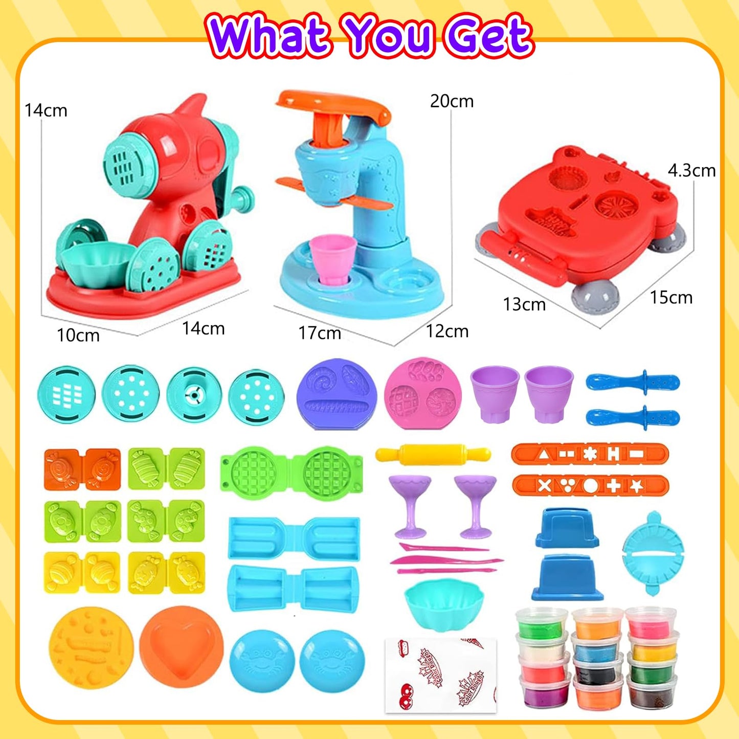 3 in 1 Color Dough Kitchen Creations Set Ice Cream Noodle Hamburger Maker Machine Art Crafts Food Modeling Play Toys Deluxe Tools Kit for Boys Girls Kids Toddlers Ages 3+ (12 Colors Dough)