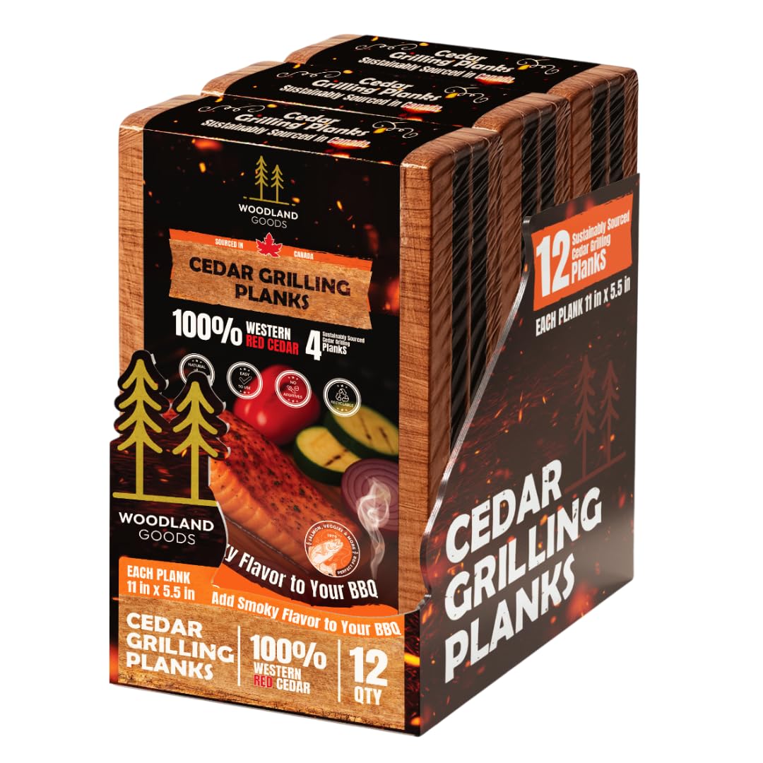 Cedar Grilling Planks - 12 Pack - Premium Western Red Cedar