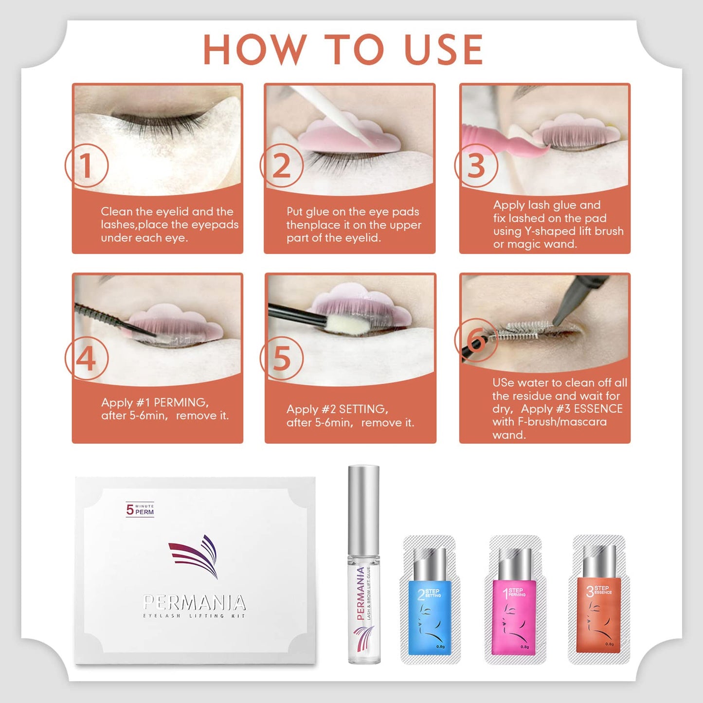 PERMANIA Eyelash Perm Kit, Professional Fast Brow Lamination 2 IN 1 Kit, Curling Wave Suitable for Salon & DIY Lash Lift at Home