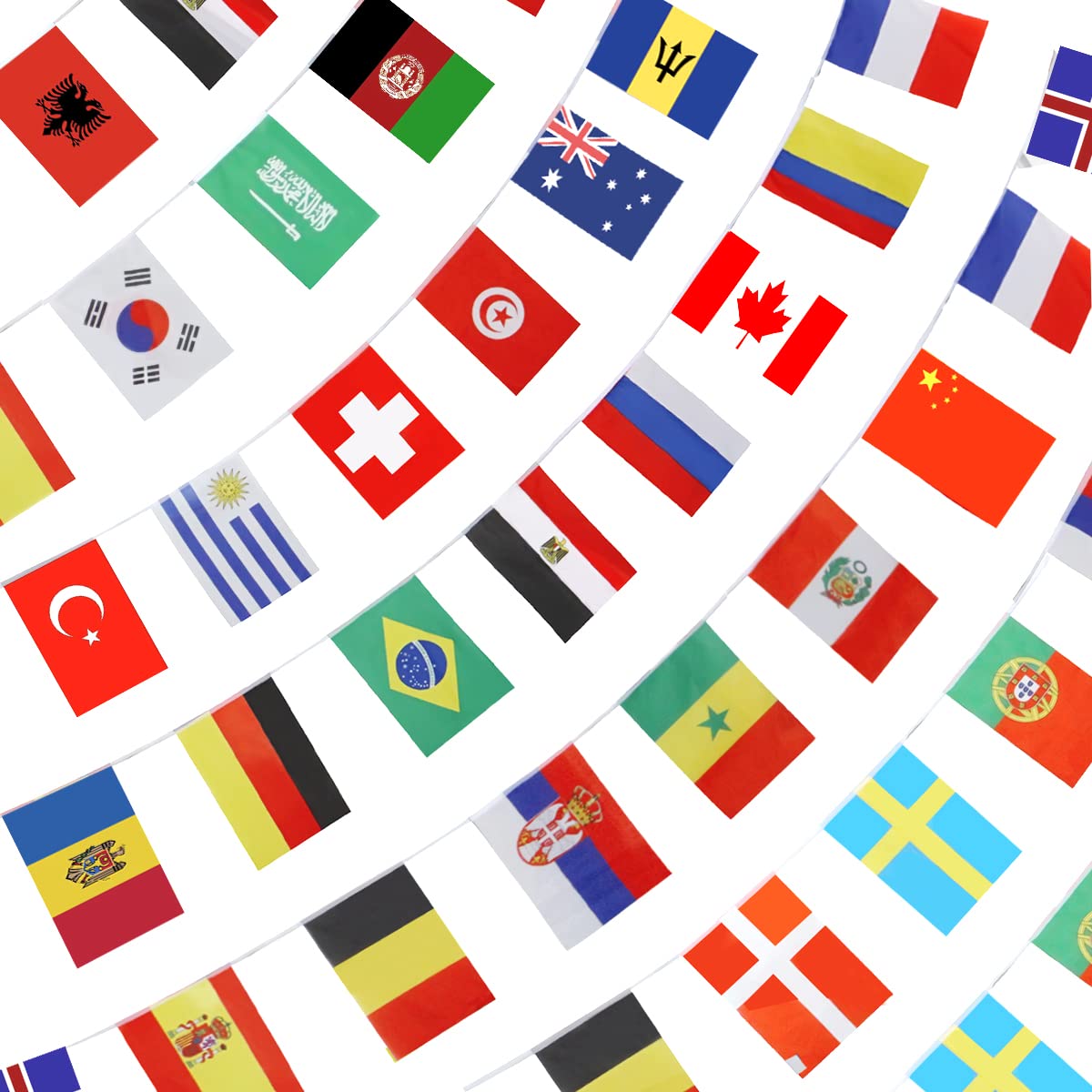 ANLEY 184Ft 200 Countries String Flag - International Bunting Banners for Party Decorations, Bars, Sports Clubs, School Festivals, Celebrations - 8" x 5", 200 Flags, 184 Feet