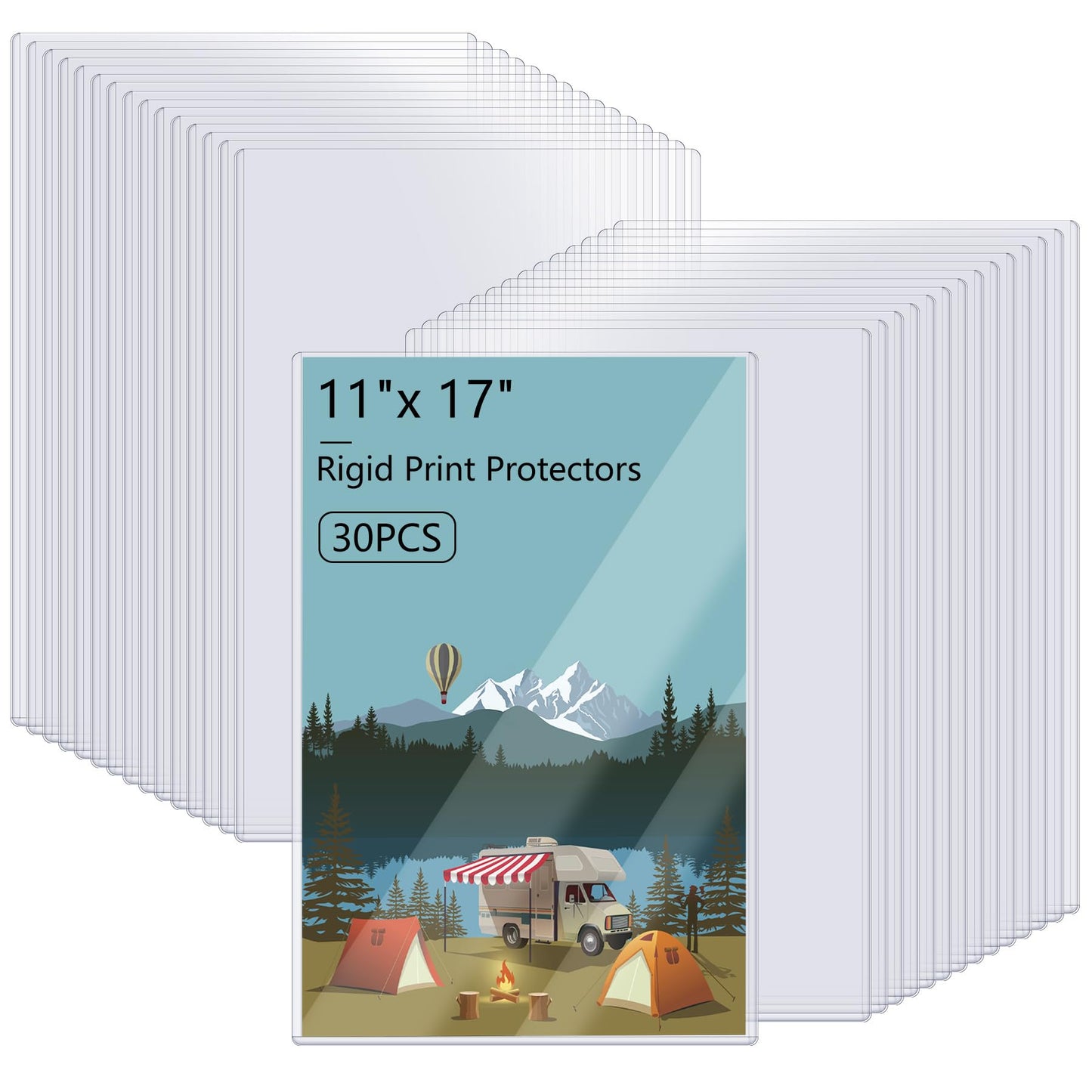 AKONEGE 12PCS 11x17 Rigid Print Protectors Hard Plastic Sheet Protectors, Clear Heavy Duty Top Loading Menu Holder Poster Sleeves Page Protectors Frames Holder for Magazine Photo Paper Poster Prints