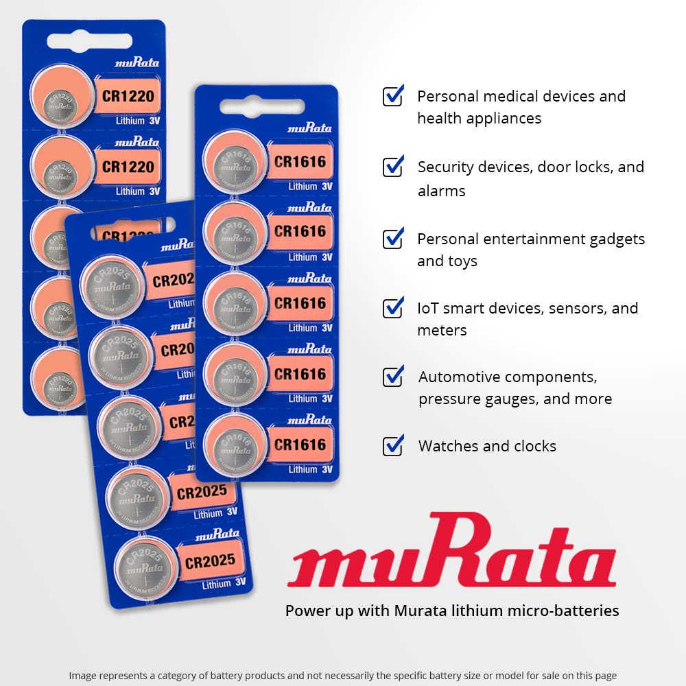 Murata CR2450 Battery 3V Lithium Coin Cell - Replaces Sony CR2450 (20 Batteries)