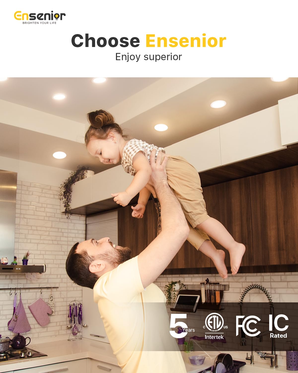 Ensenior 4Inch LED Recessed Slim Pot Light with Junction Box, 5000K, 9W 75W Eqv, Dimmable IC-Rated Ceiling Lighting, 750LM High Brightness - ETL and Energy Star Certified (6 Pack, Cool White)