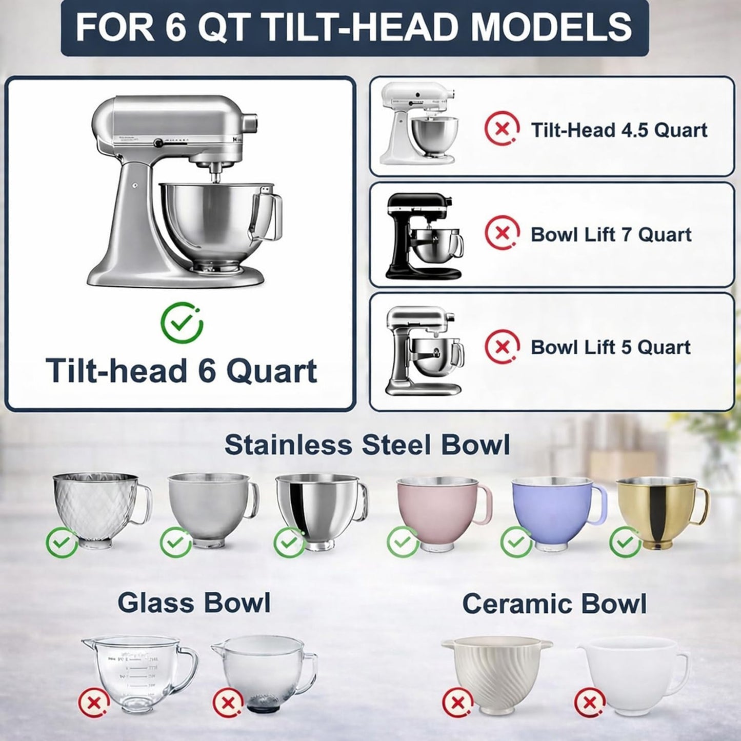 3 PCS Upgraded Silicone Bowl Liners with Lids for KitchenAid 6QT Tilt-Head Mixer, Thickened Anti-Collapse, Adjustable Air Vent for Dough Proofing, Use at -40℃~260℃, Mixing, Fermentation & Storage